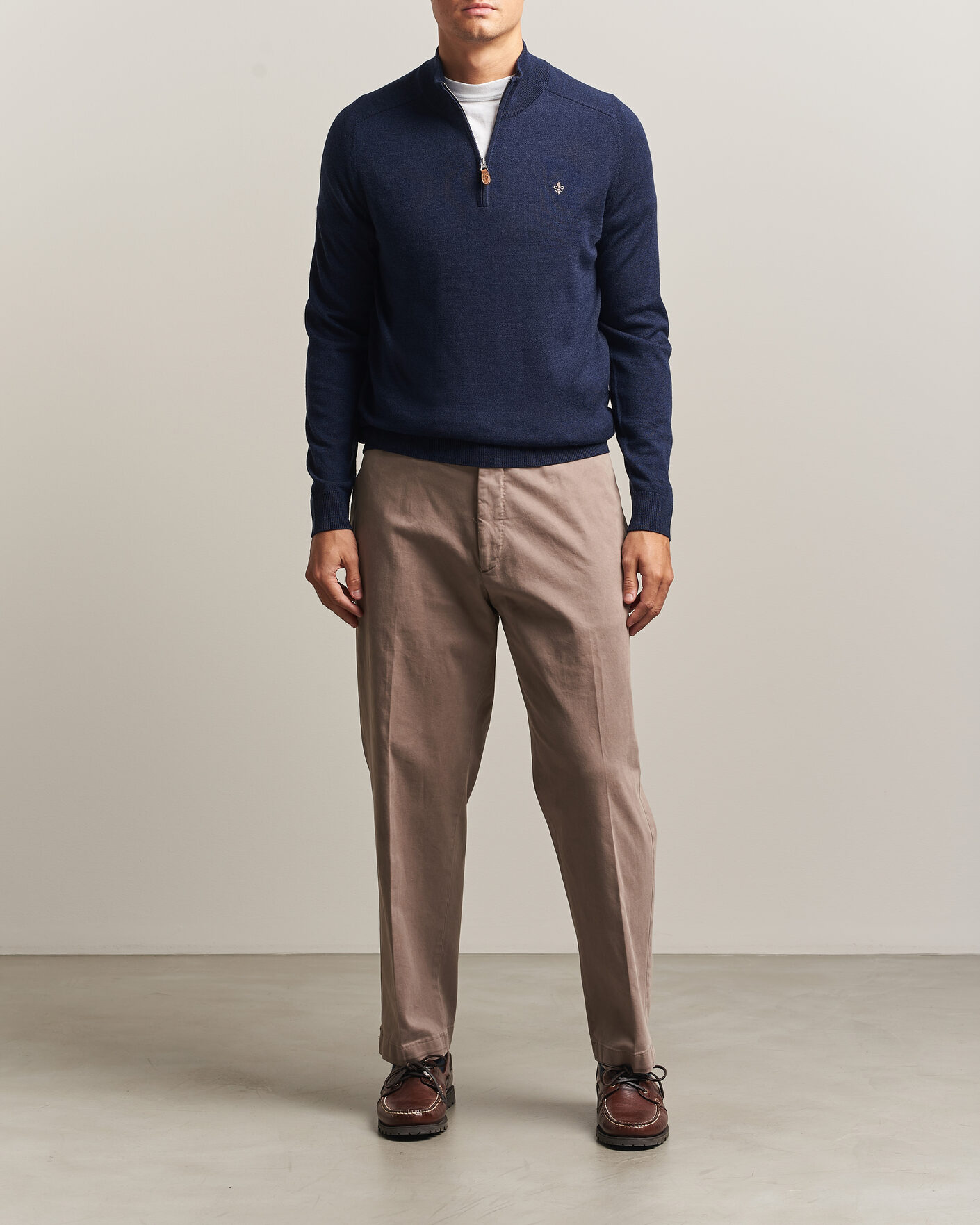 Homme | Pulls Et Tricots | Morris | John Merino Half Zip Ocean Blue