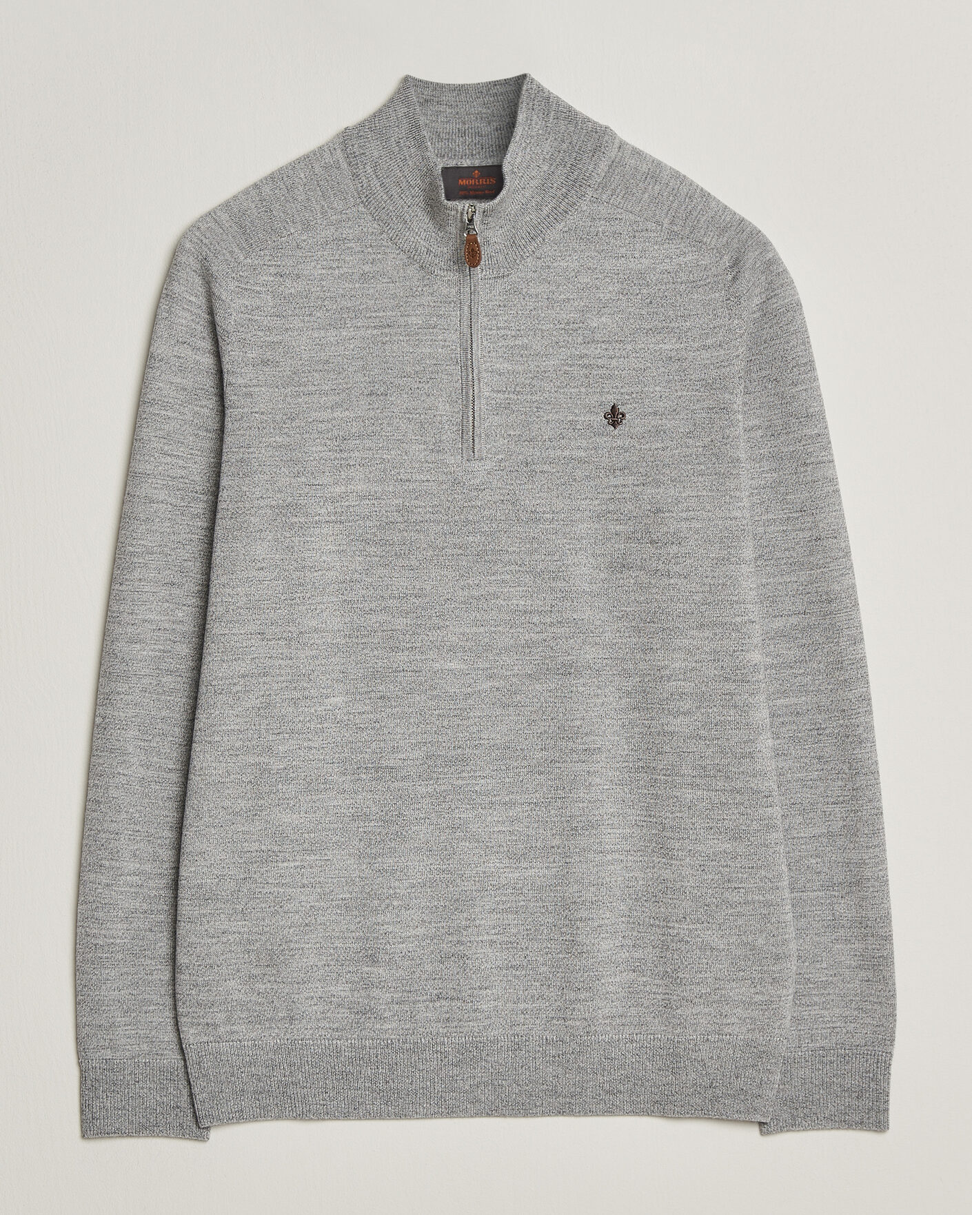 Heren | Truien | Morris | John Merino Half Zip Mid Grey