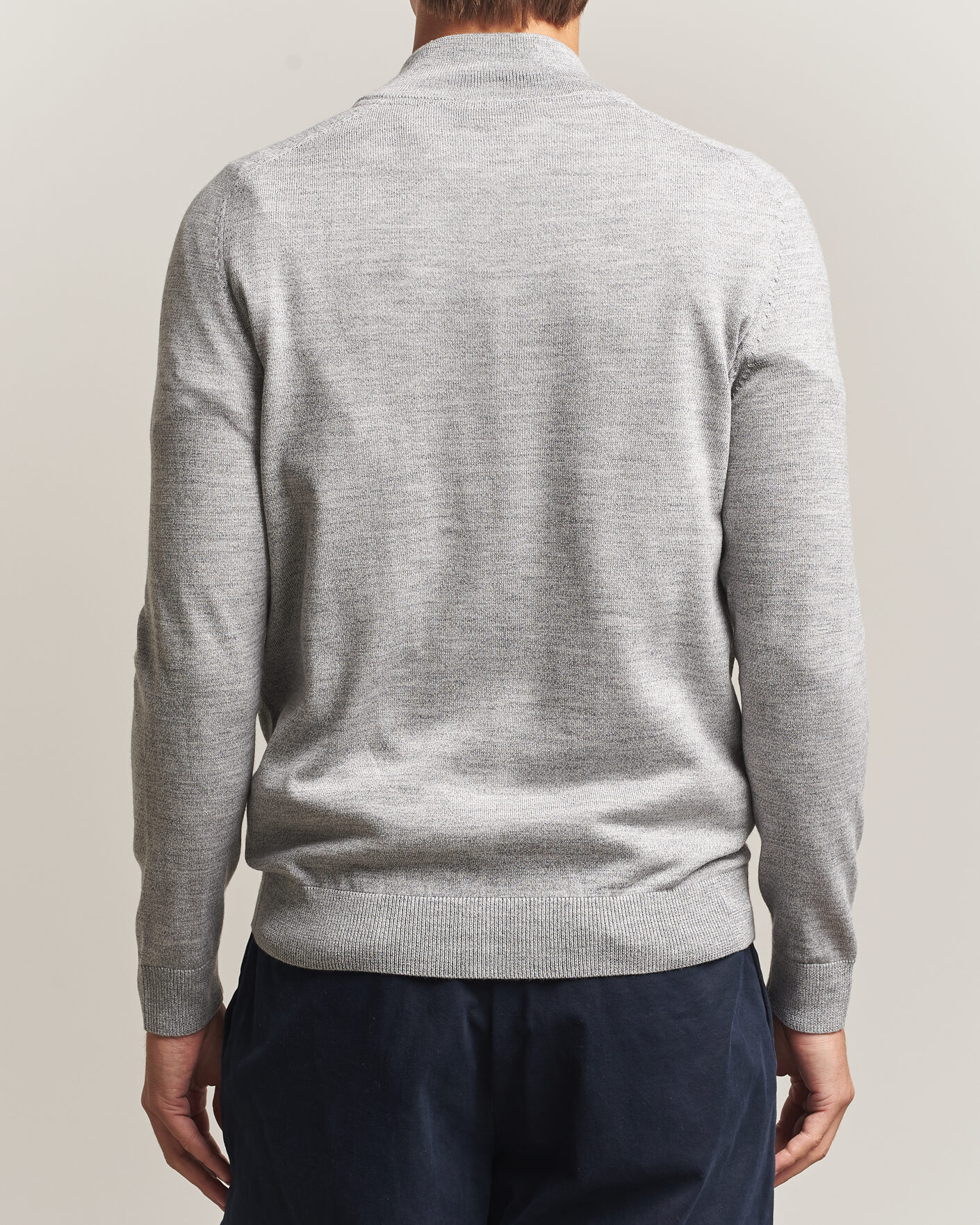 Heren | Truien | Morris | John Merino Half Zip Mid Grey
