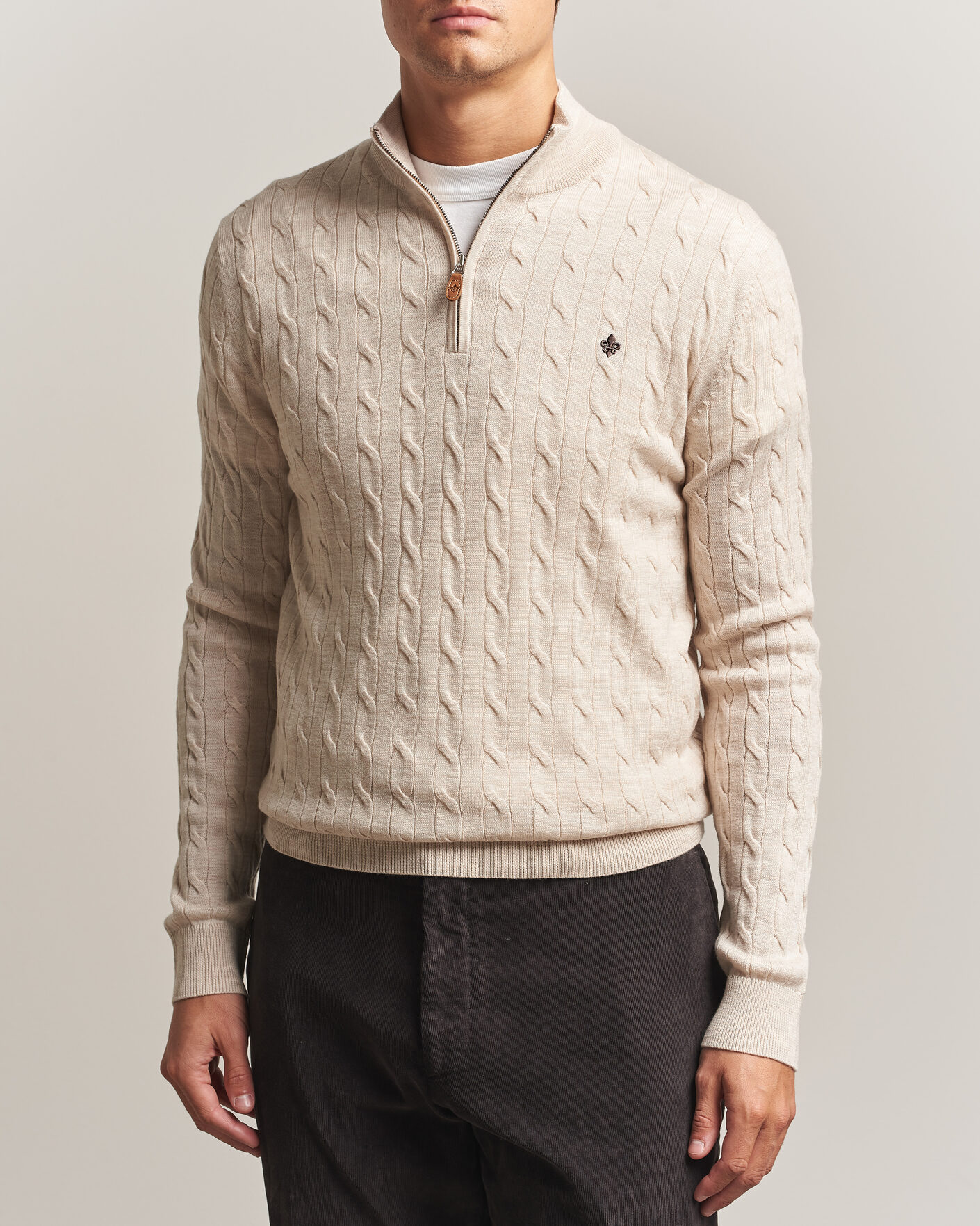 Homme | Pulls Et Tricots | Morris | Merino Cable Half Zip Off White
