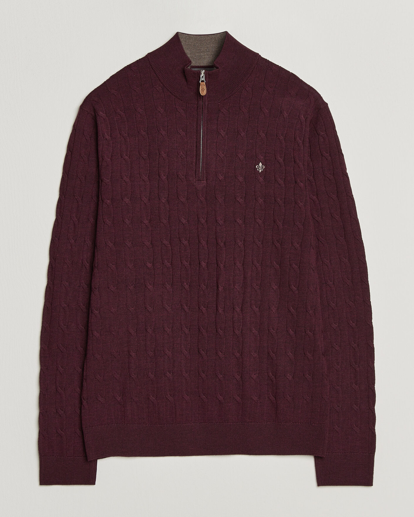 Homme | Pulls Et Tricots | Morris | Merino Cable Half Zip Wine Red