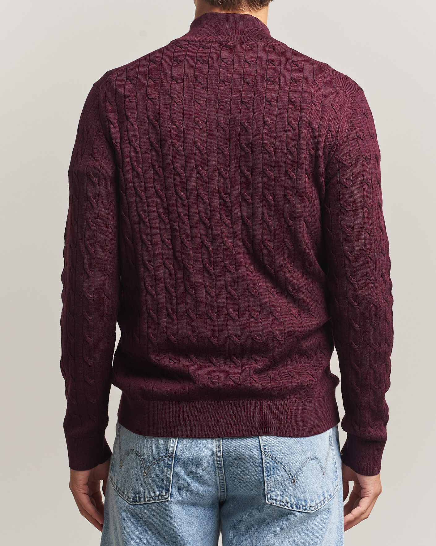 Homme | Pulls Et Tricots | Morris | Merino Cable Half Zip Wine Red
