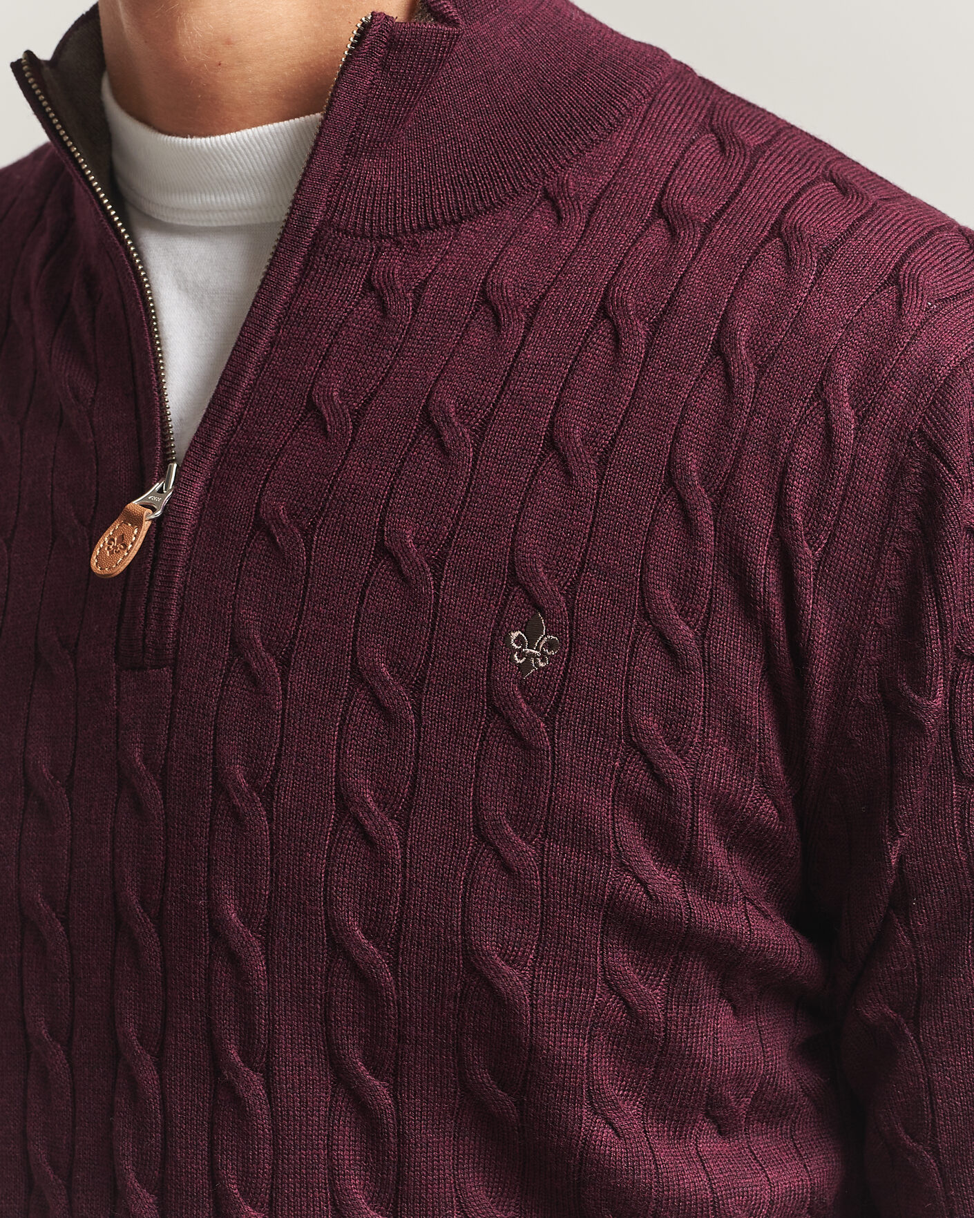 Homme | Pulls Et Tricots | Morris | Merino Cable Half Zip Wine Red