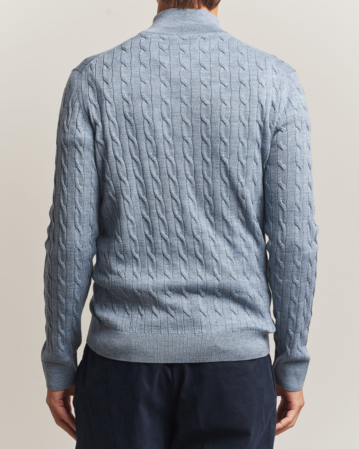 Homme | Pulls Et Tricots | Morris | Merino Cable Half Zip Light Blue