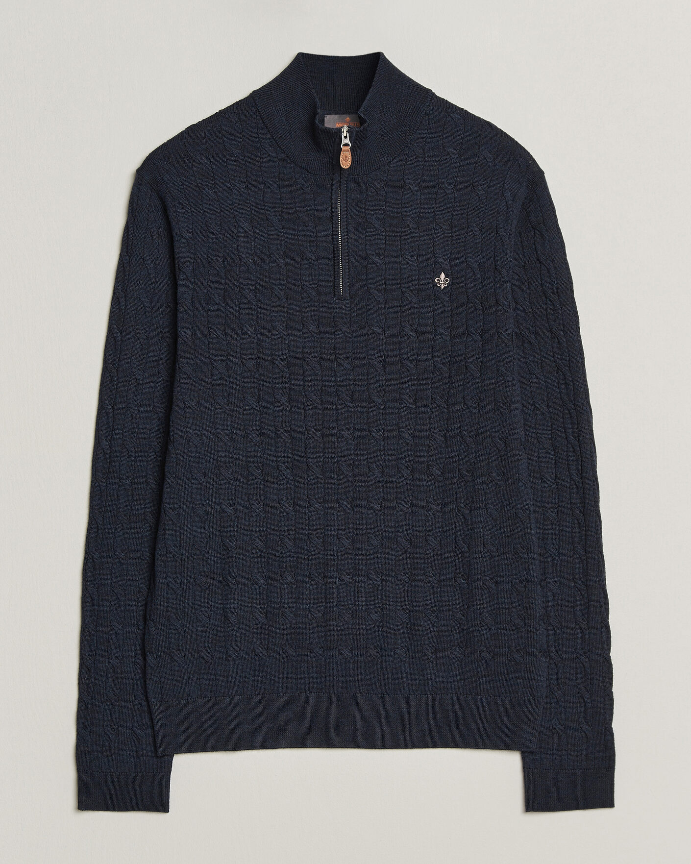 Heren | Truien | Morris | Merino Cable Half Zip Navy