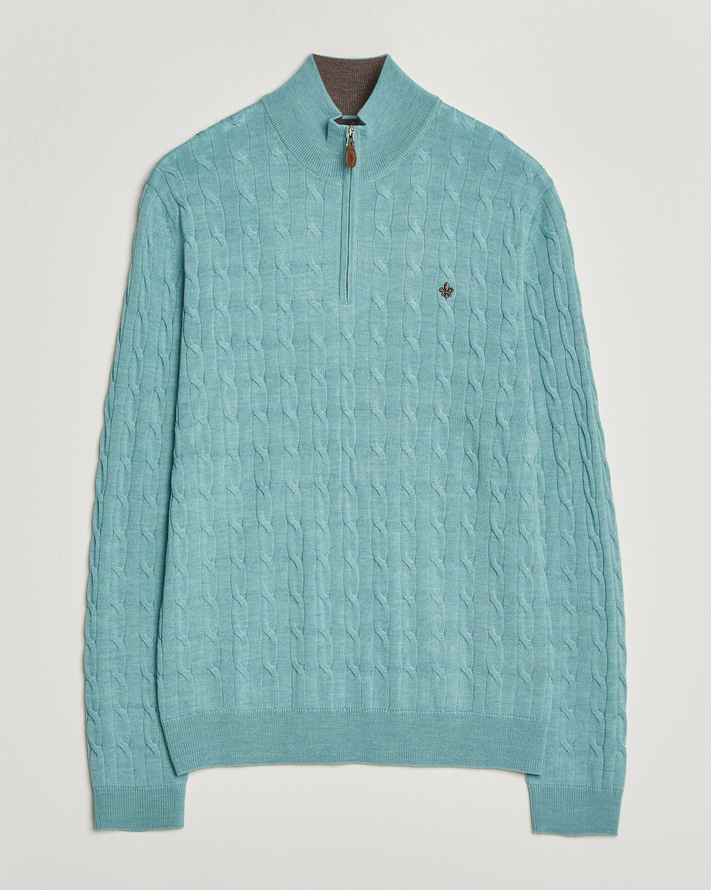Homme | Pulls Et Tricots | Morris | Merino Cable Half Zip Ocean Blue