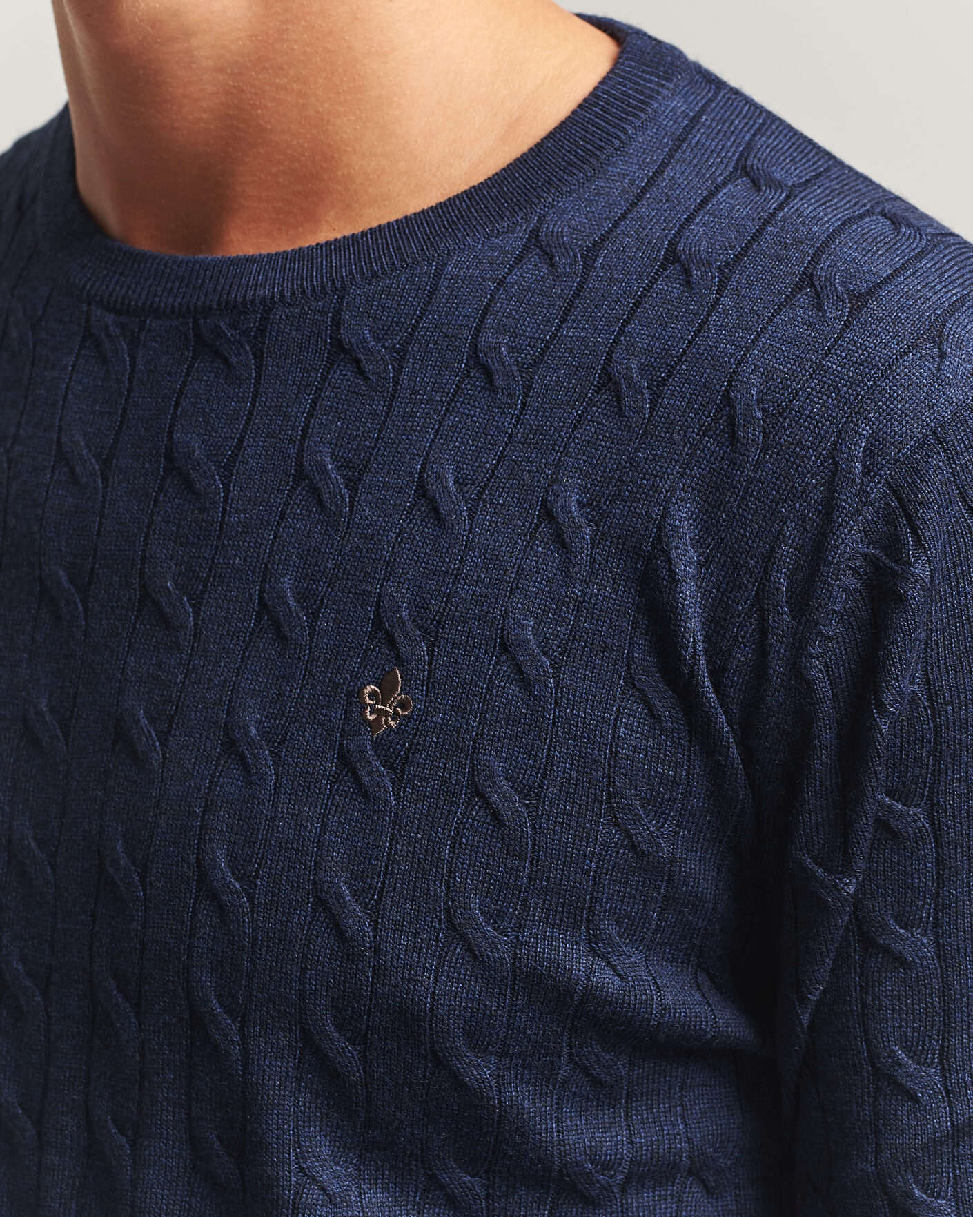 Homme | Pulls Et Tricots | Morris | Merino Cable O-Neck Navy