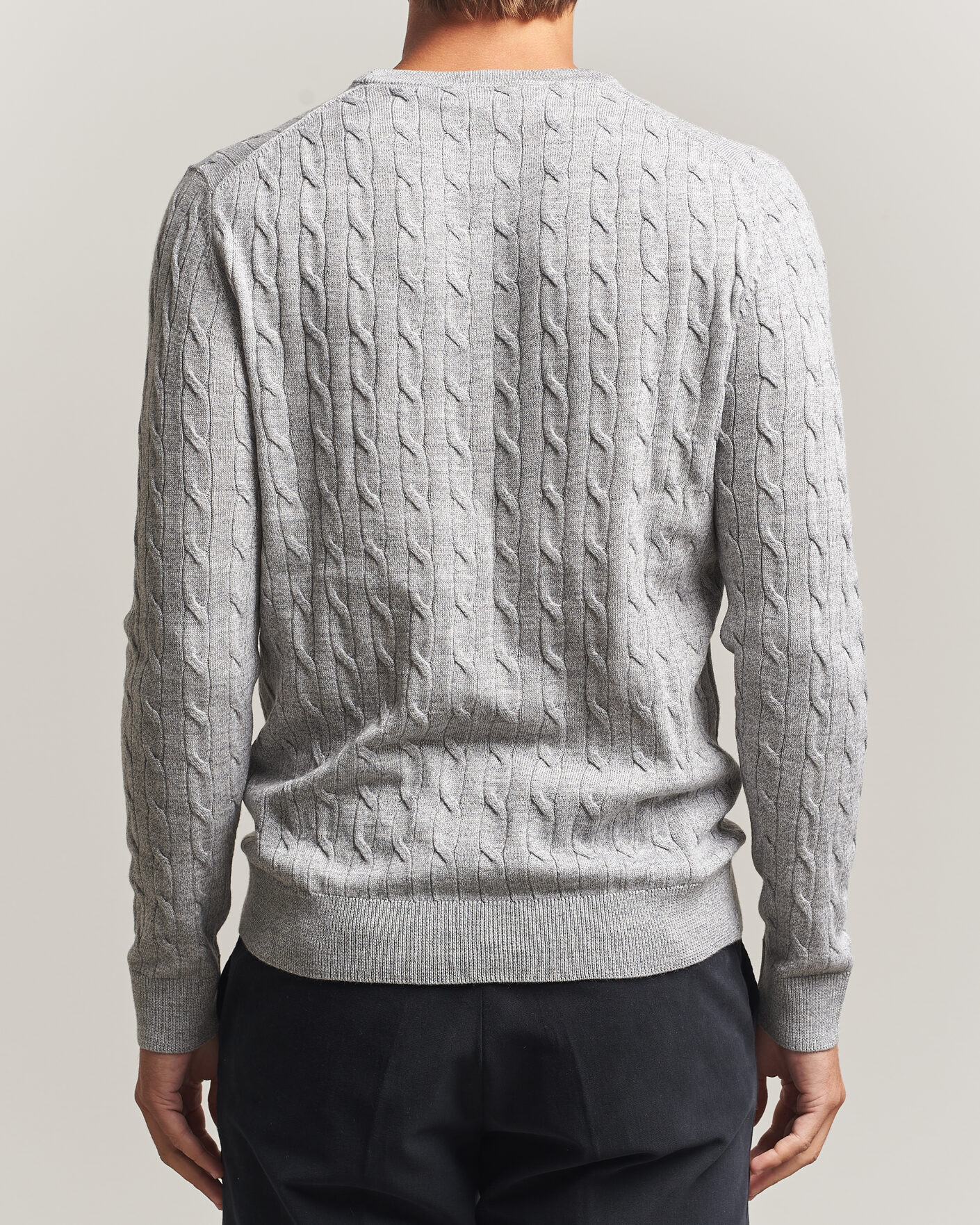 Homme | Pulls Et Tricots | Morris | Merino Cable O-Neck Mid Grey