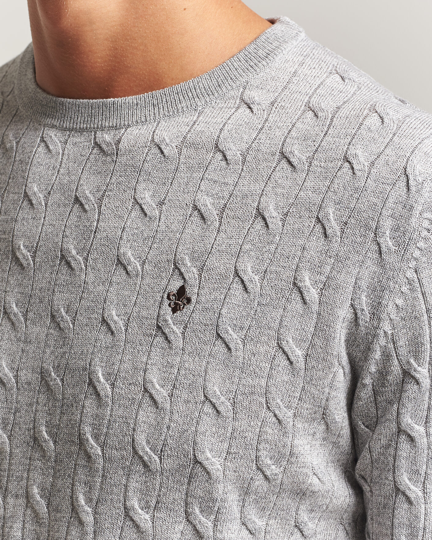 Homme | Pulls Et Tricots | Morris | Merino Cable O-Neck Mid Grey