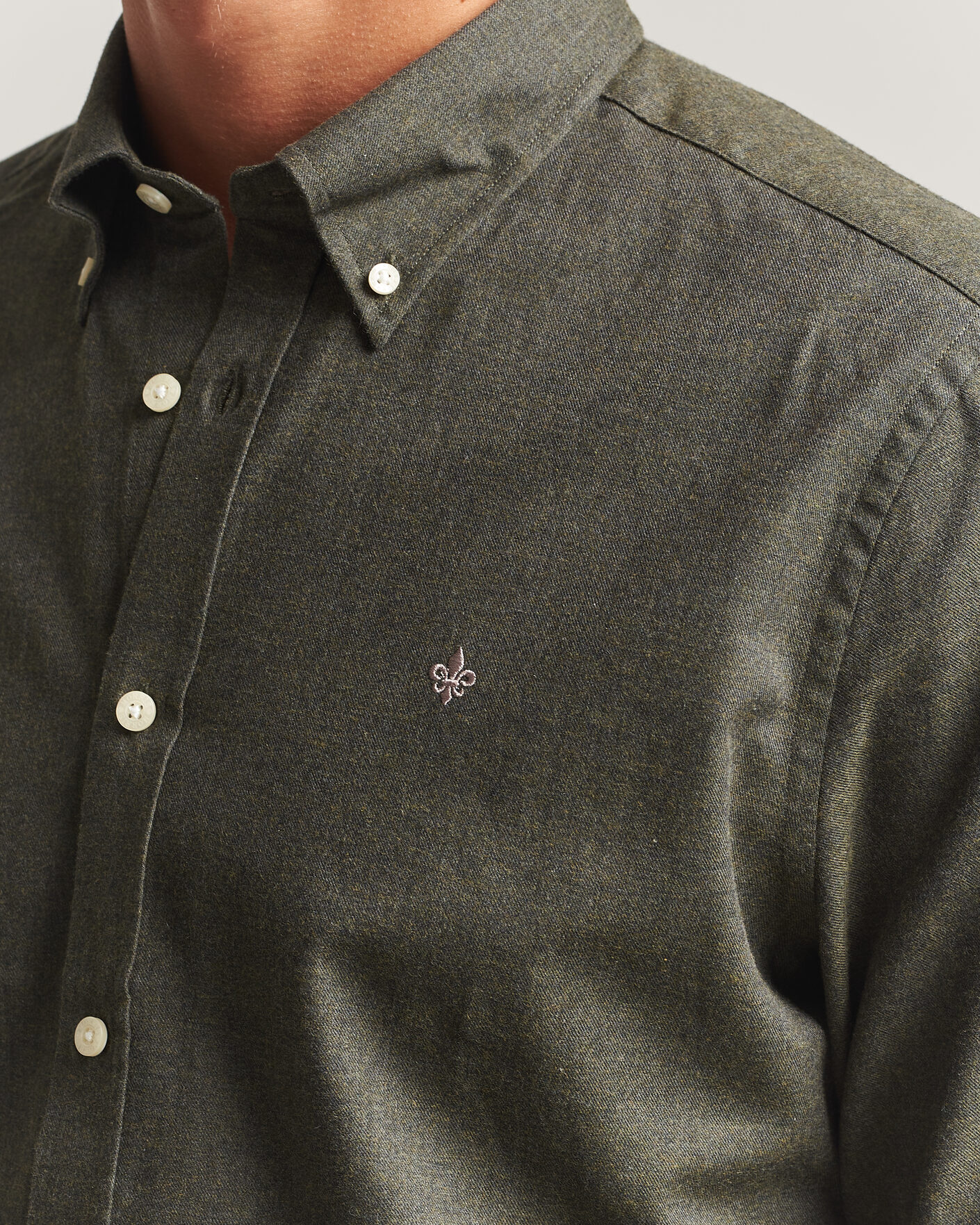 Heren | Overhemden | Morris | Watts Flannel Shirt Olive