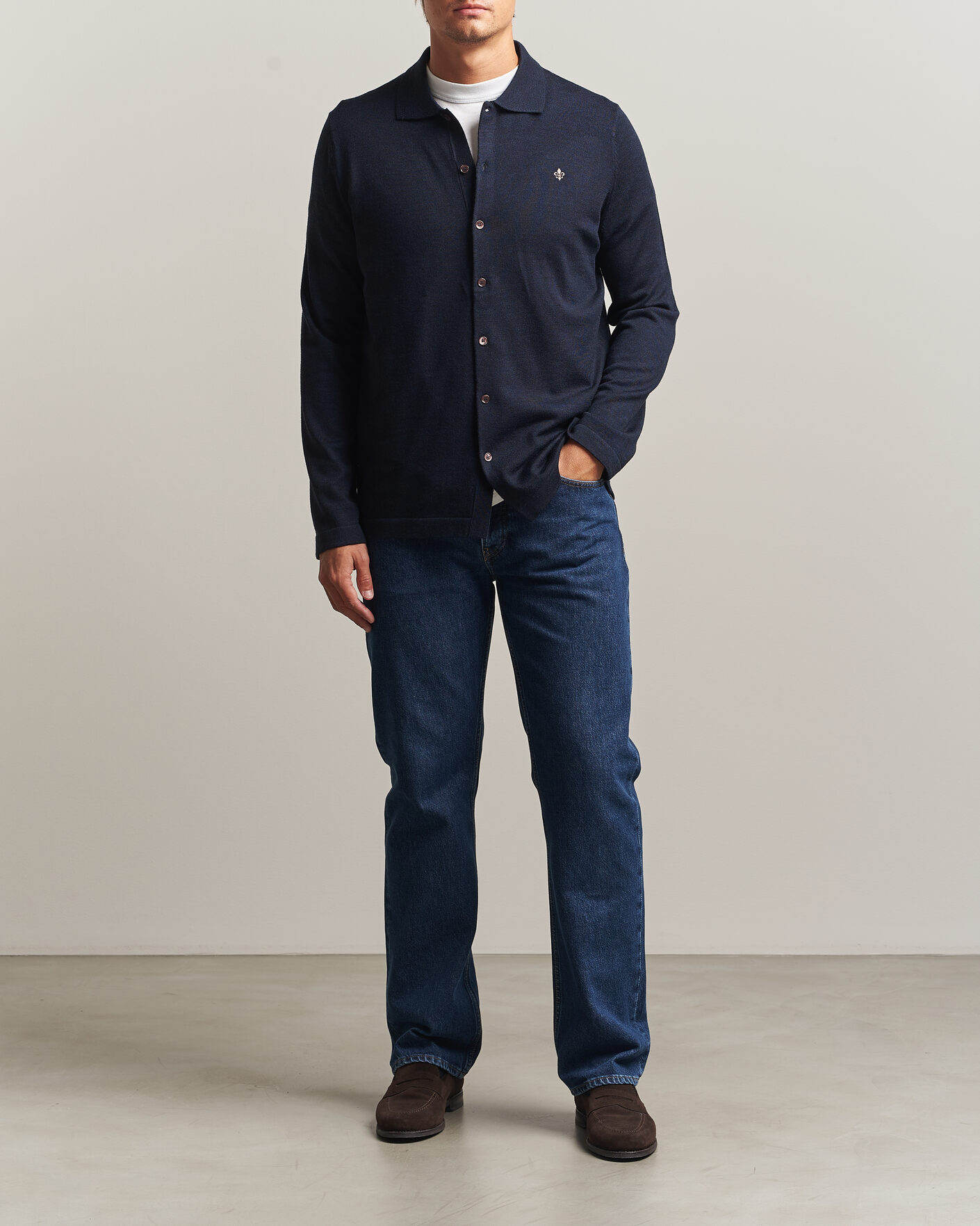Heren | Overhemden | Morris | Merino Shirt Cardigan Navy