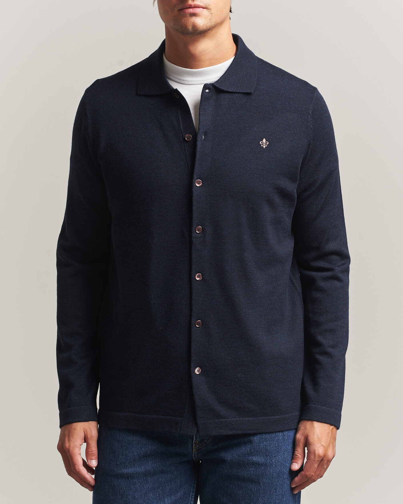 Heren | Overhemden | Morris | Merino Shirt Cardigan Navy