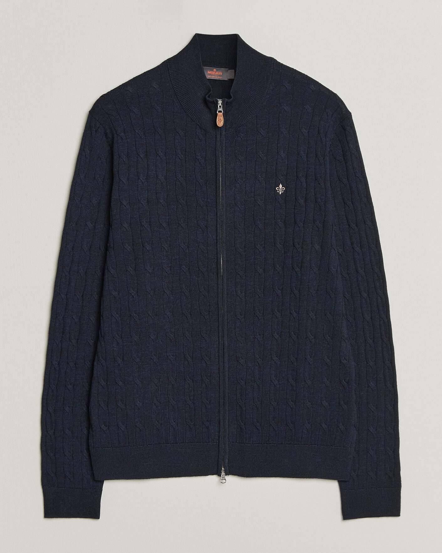 Homme | Pulls Et Tricots | Morris | Merino Cable Zip Cardigan Navy
