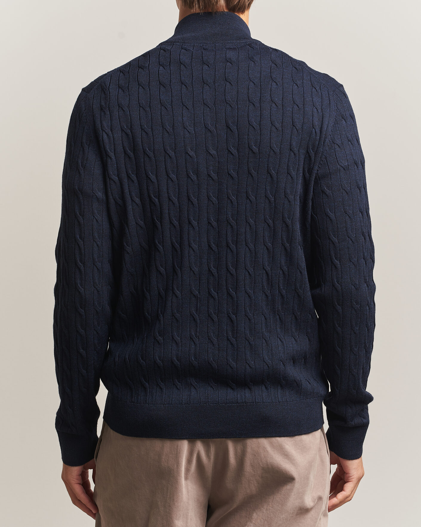 Homme | Pulls Et Tricots | Morris | Merino Cable Zip Cardigan Navy