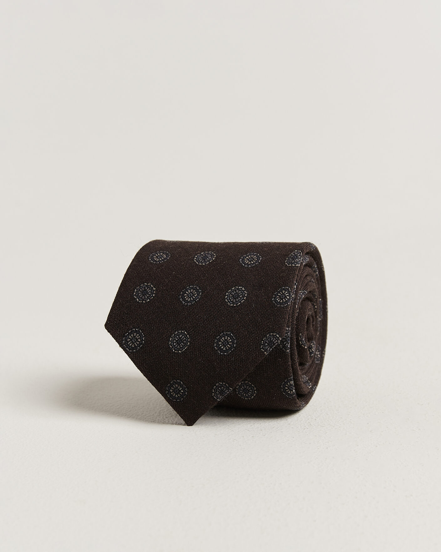 Heren | Stropdassen | Amanda Christensen | Wool Medallion 8cm Tie Brown