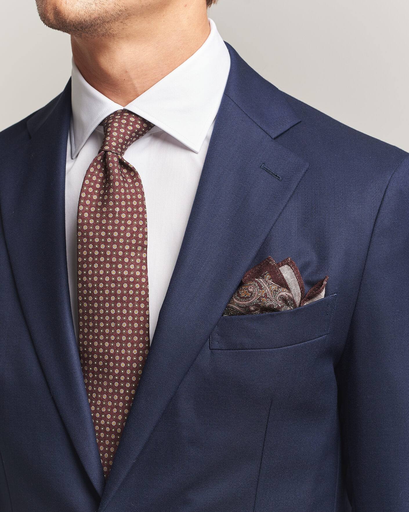 Heren | Stropdassen | Amanda Christensen | Box Set Wool 8 cm Tie And Pocket Square Wine