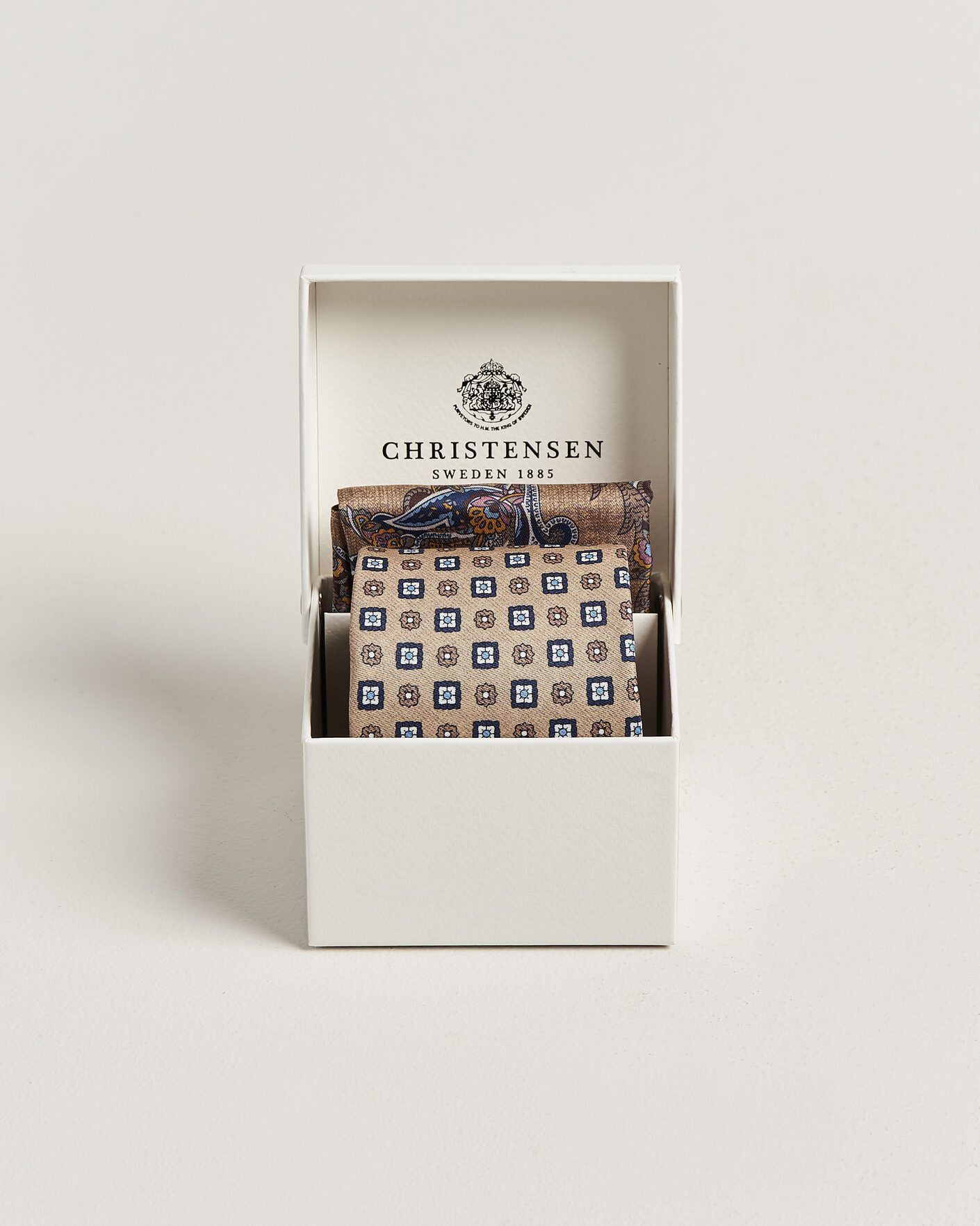 Homme | Cravates | Amanda Christensen | Box Set Silk 8 cm Tie And Pocket Square Beige