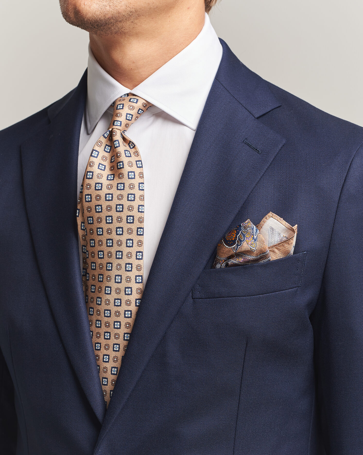Homme | Cravates | Amanda Christensen | Box Set Silk 8 cm Tie And Pocket Square Beige