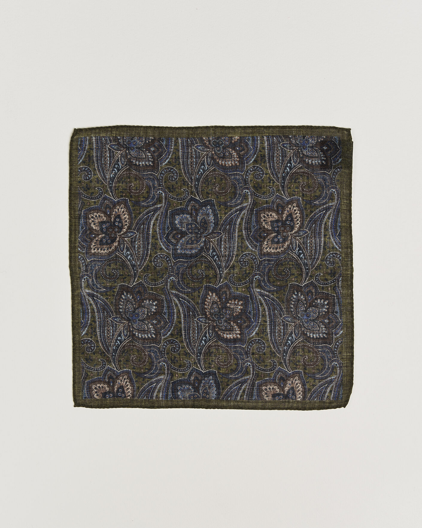 Heren | Pochets | Amanda Christensen | Wool Large Paisley Pocket Square Green