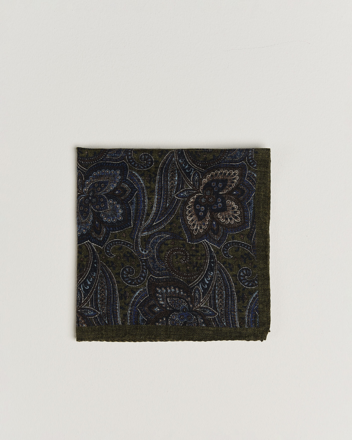 Heren | Pochets | Amanda Christensen | Wool Large Paisley Pocket Square Green