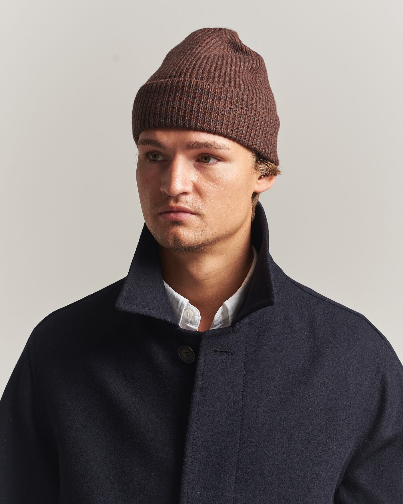 Heren | Mutsen | Amanda Christensen | Rib Knitted Merino Wool Cap Brown