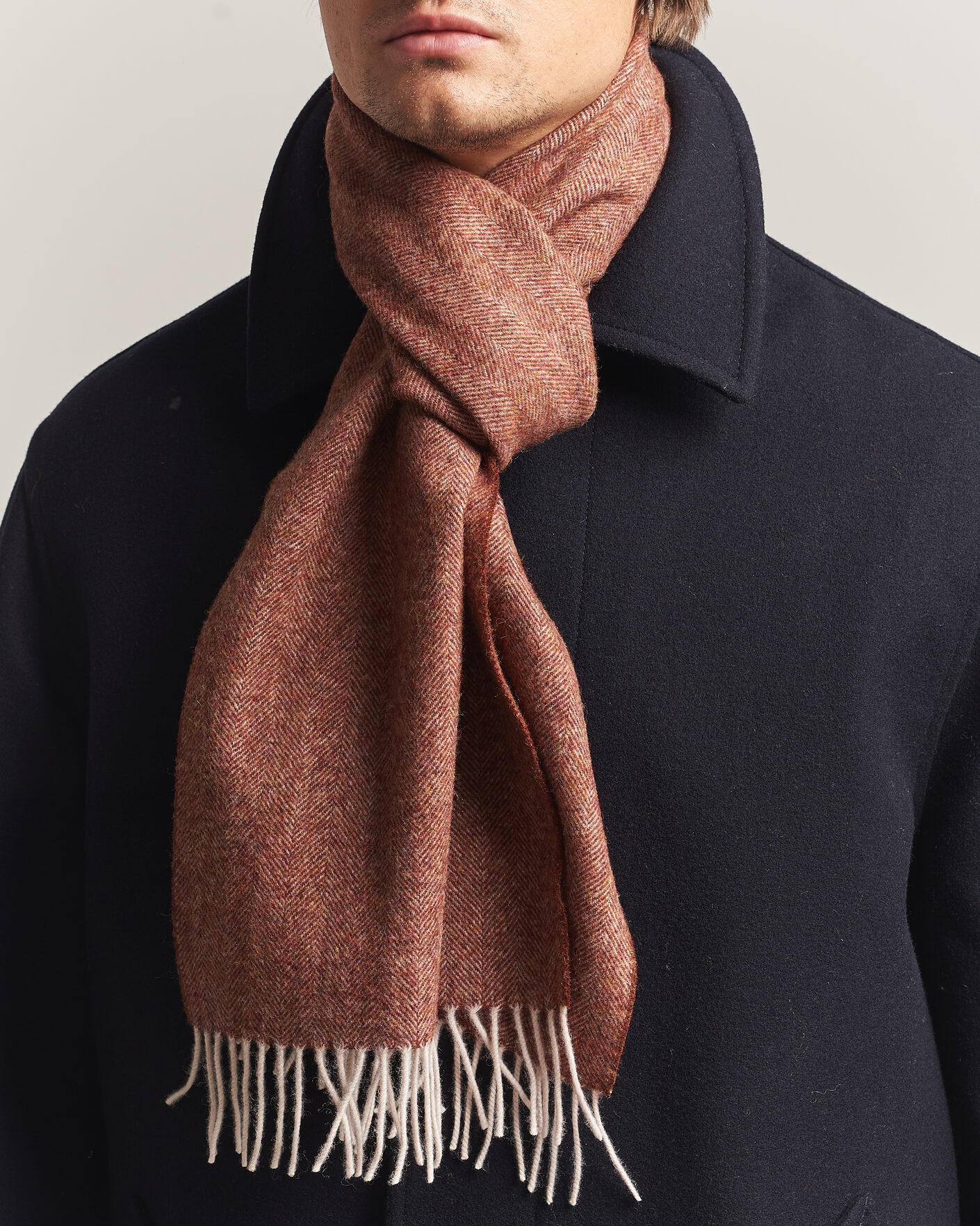 Homme | Écharpes | Amanda Christensen | Wool Herringbone Scarf Rust