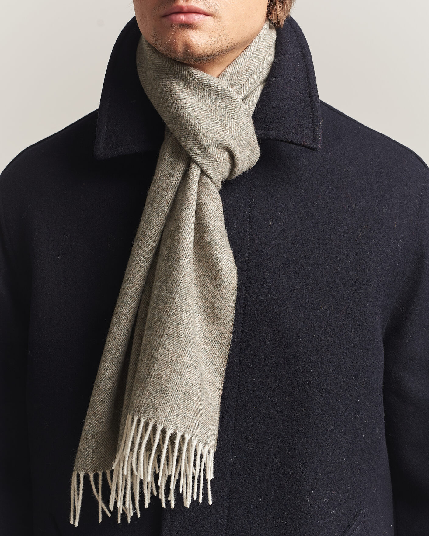 Homme | Écharpes | Amanda Christensen | Wool Herringbone Scarf Green