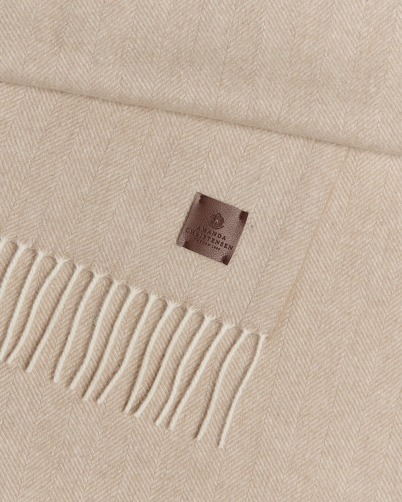 Homme | Écharpes | Amanda Christensen | Wool Herringbone Scarf Beige