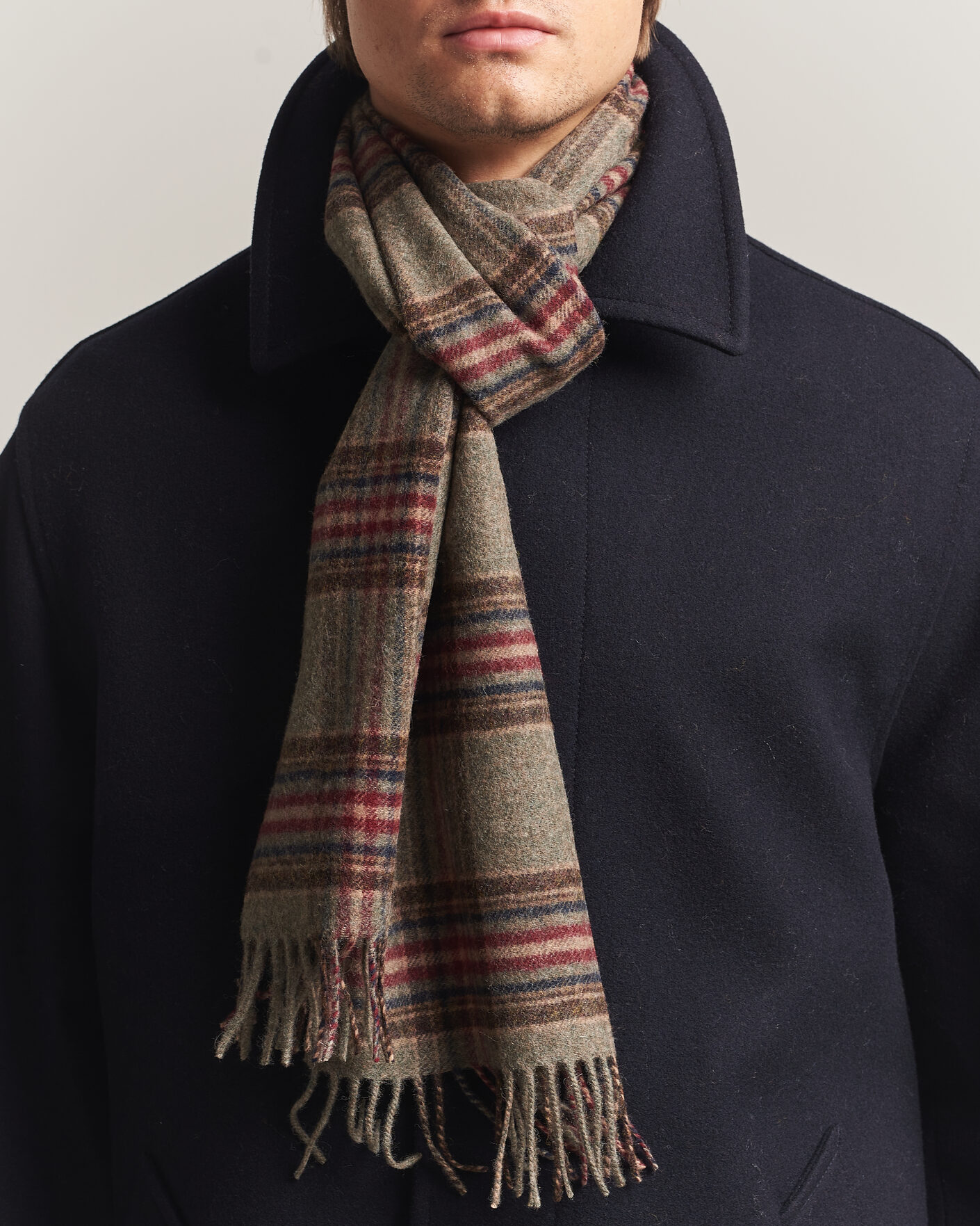 Heren | Sjaals | Amanda Christensen | Wool Check Scarf Green