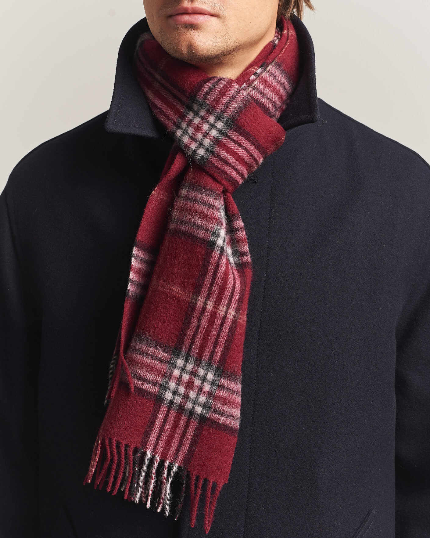 Homme | Écharpes | Amanda Christensen | Wool Check Scarf Bordeaux