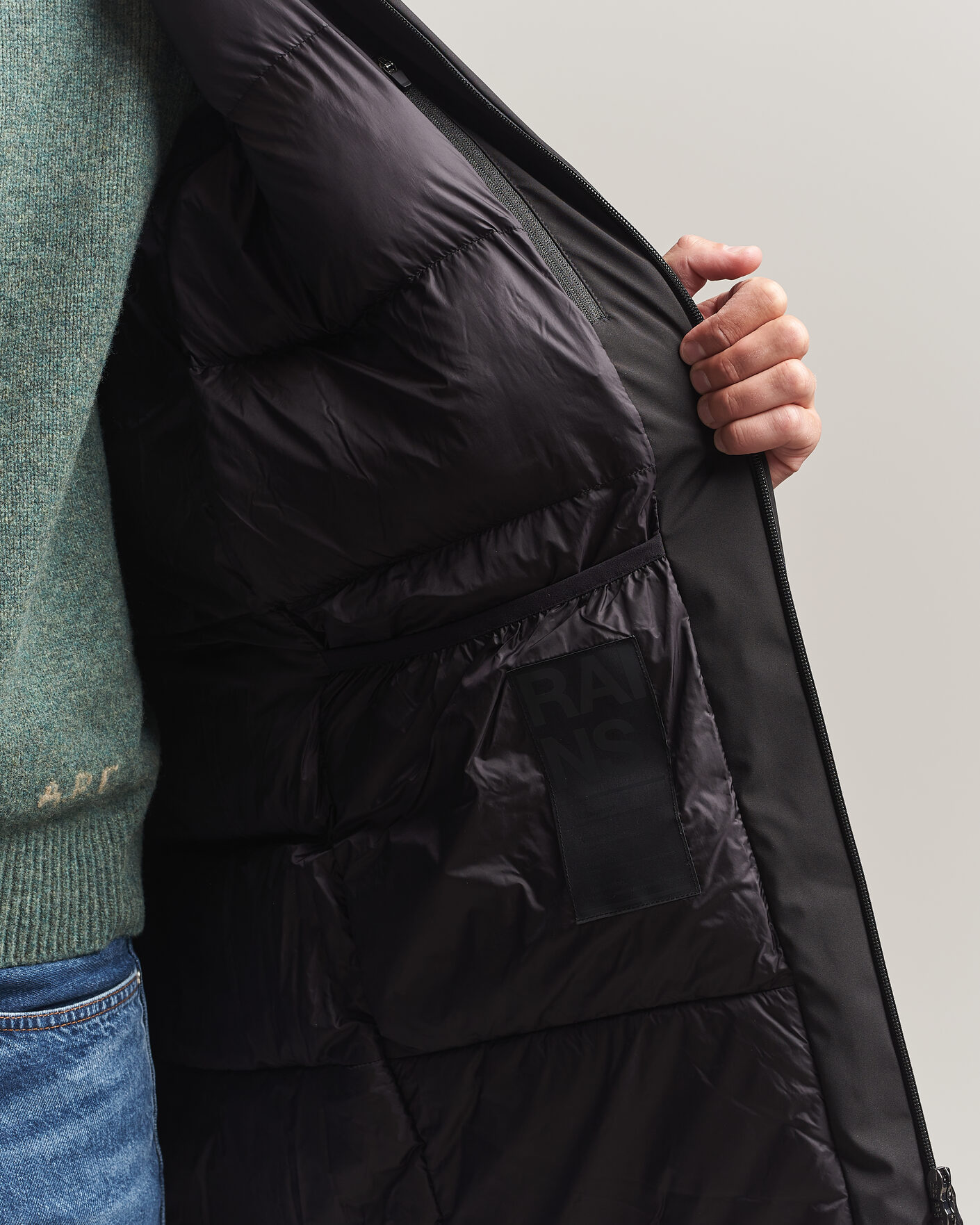 Heren | Jassen | RAINS | Sarna Long Puffer Jacket Black