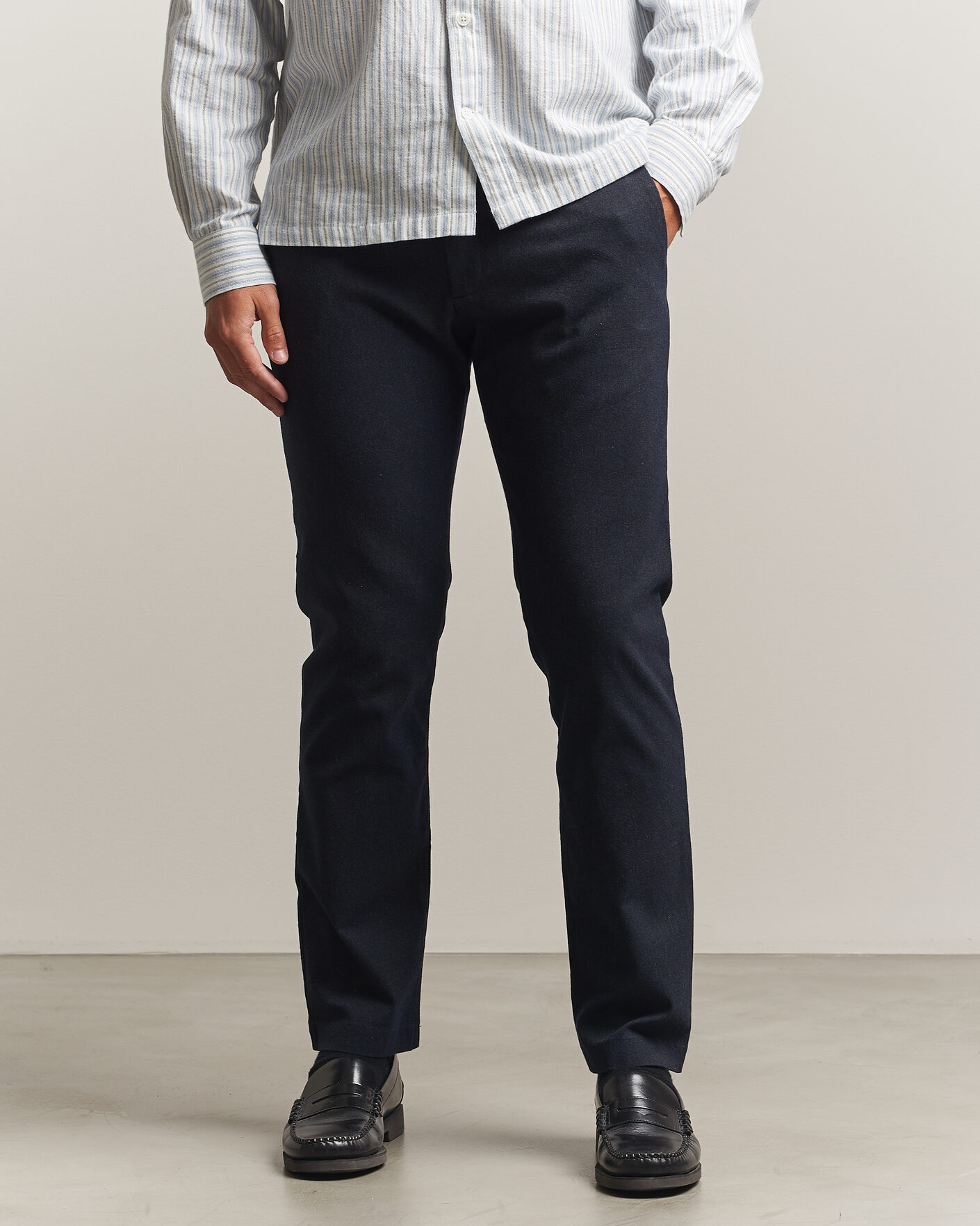 Homme | Pantalons | NN07 | Theo Brushed Cotton Trousers Deep Navy