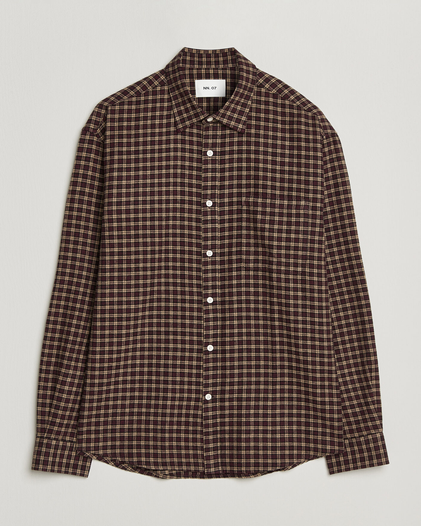 Homme | Chemises | NN07 | Deon Flannel Shirt Bordeaux Check