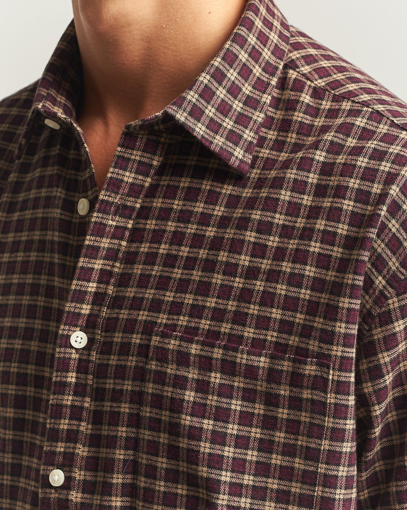Homme | Chemises | NN07 | Deon Flannel Shirt Bordeaux Check