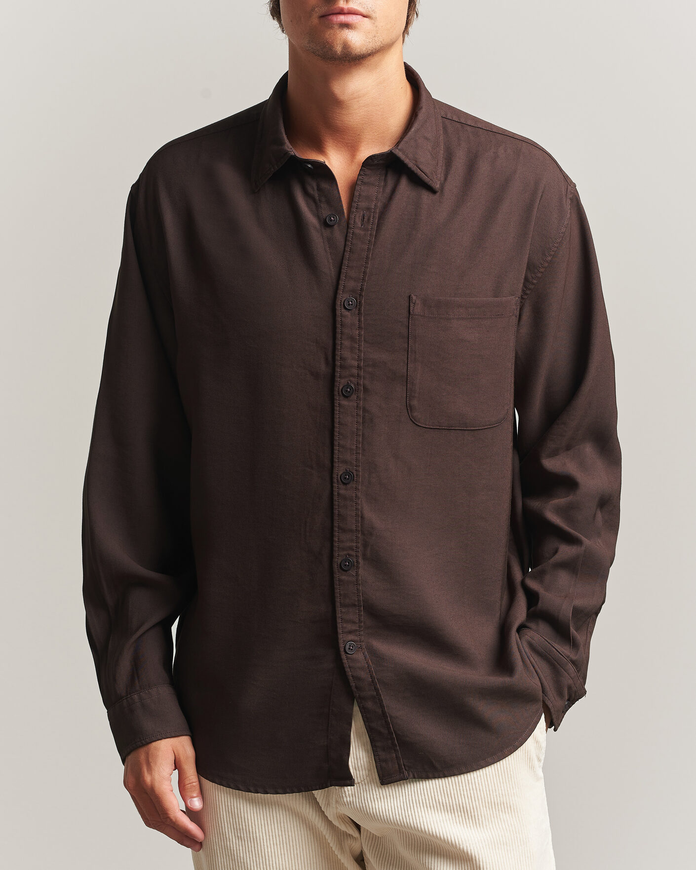 Heren | Overhemden | NN07 | Deon Viscose Shirt Deep Truffle
