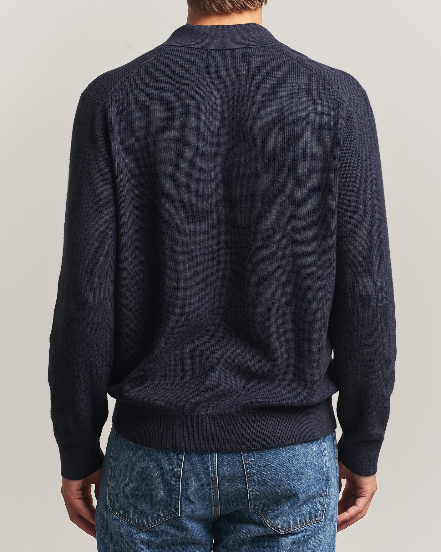 Heren | Truien | NN07 | Hope Cotton/Cashmere Rib Knitted Polo Navy