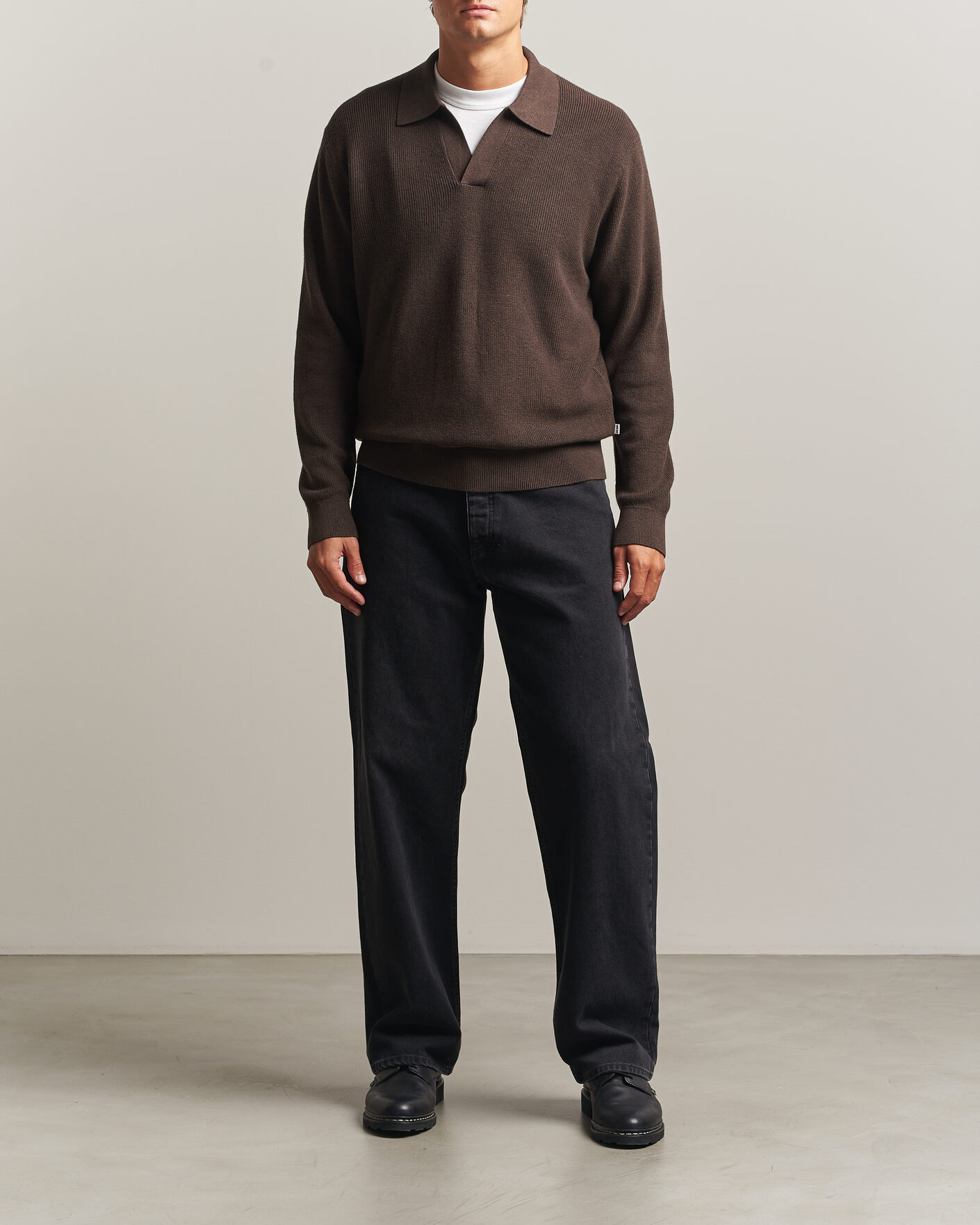 Homme | Pulls Et Tricots | NN07 | Hope Cotton/Cashmere Rib Knitted Polo Brown
