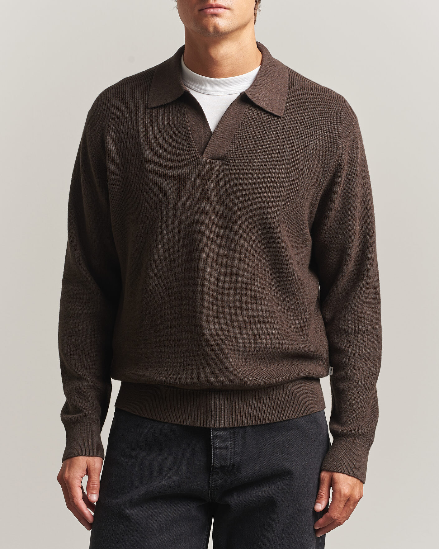 Homme | Pulls Et Tricots | NN07 | Hope Cotton/Cashmere Rib Knitted Polo Brown