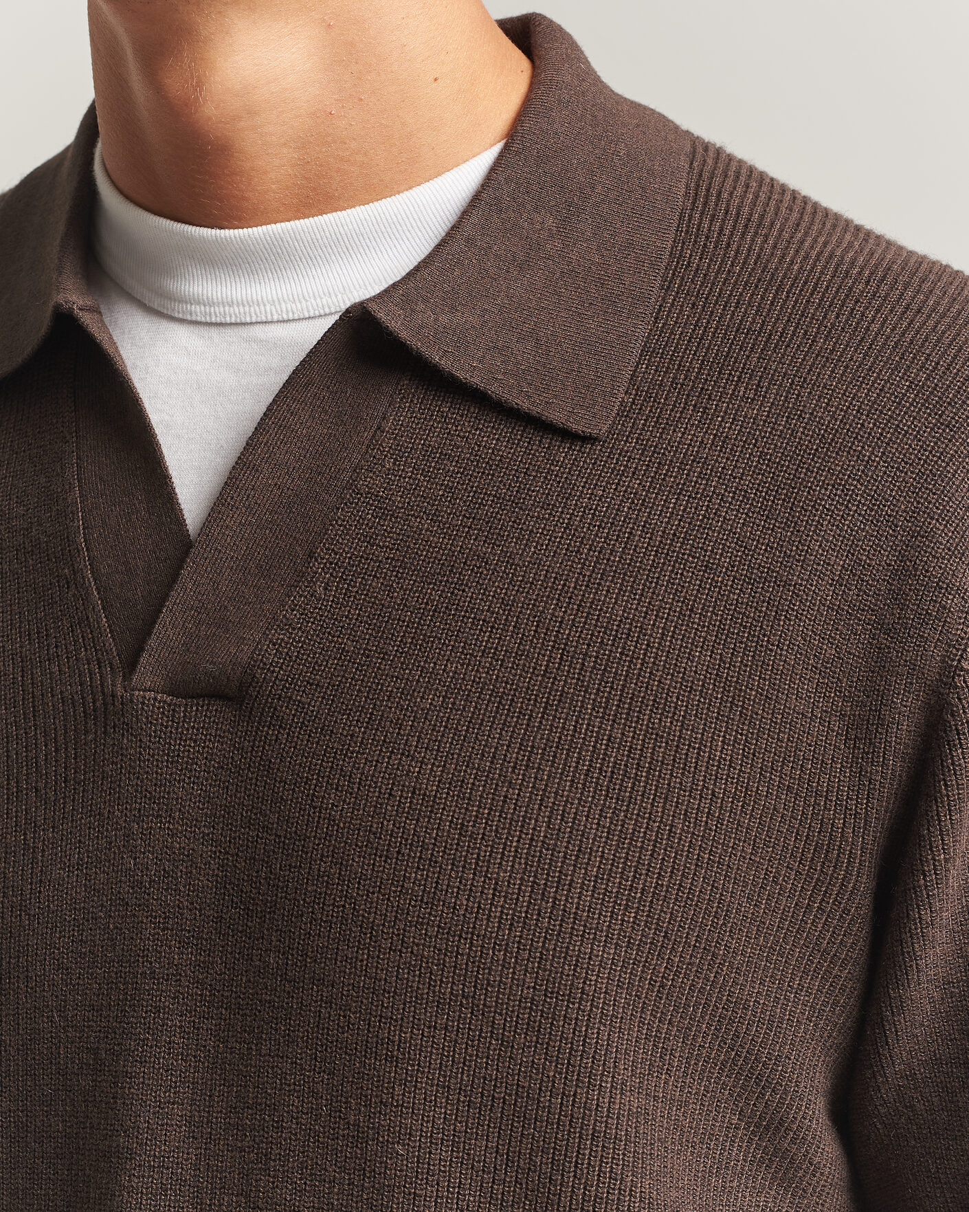 Homme | Pulls Et Tricots | NN07 | Hope Cotton/Cashmere Rib Knitted Polo Brown