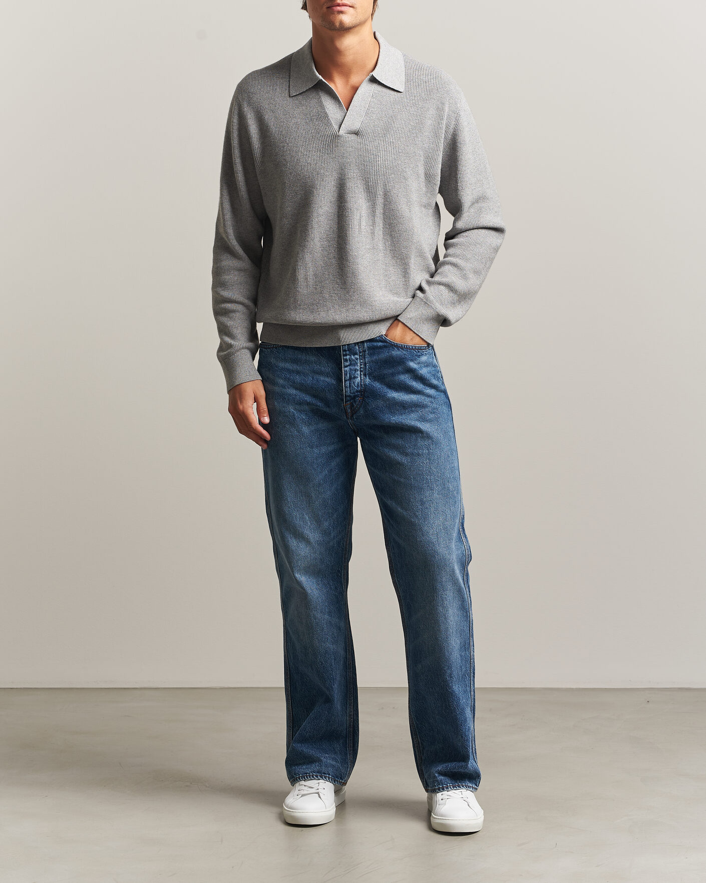 Homme | Pulls Et Tricots | NN07 | Hope Cotton/Cashmere Rib Knitted Polo Grey