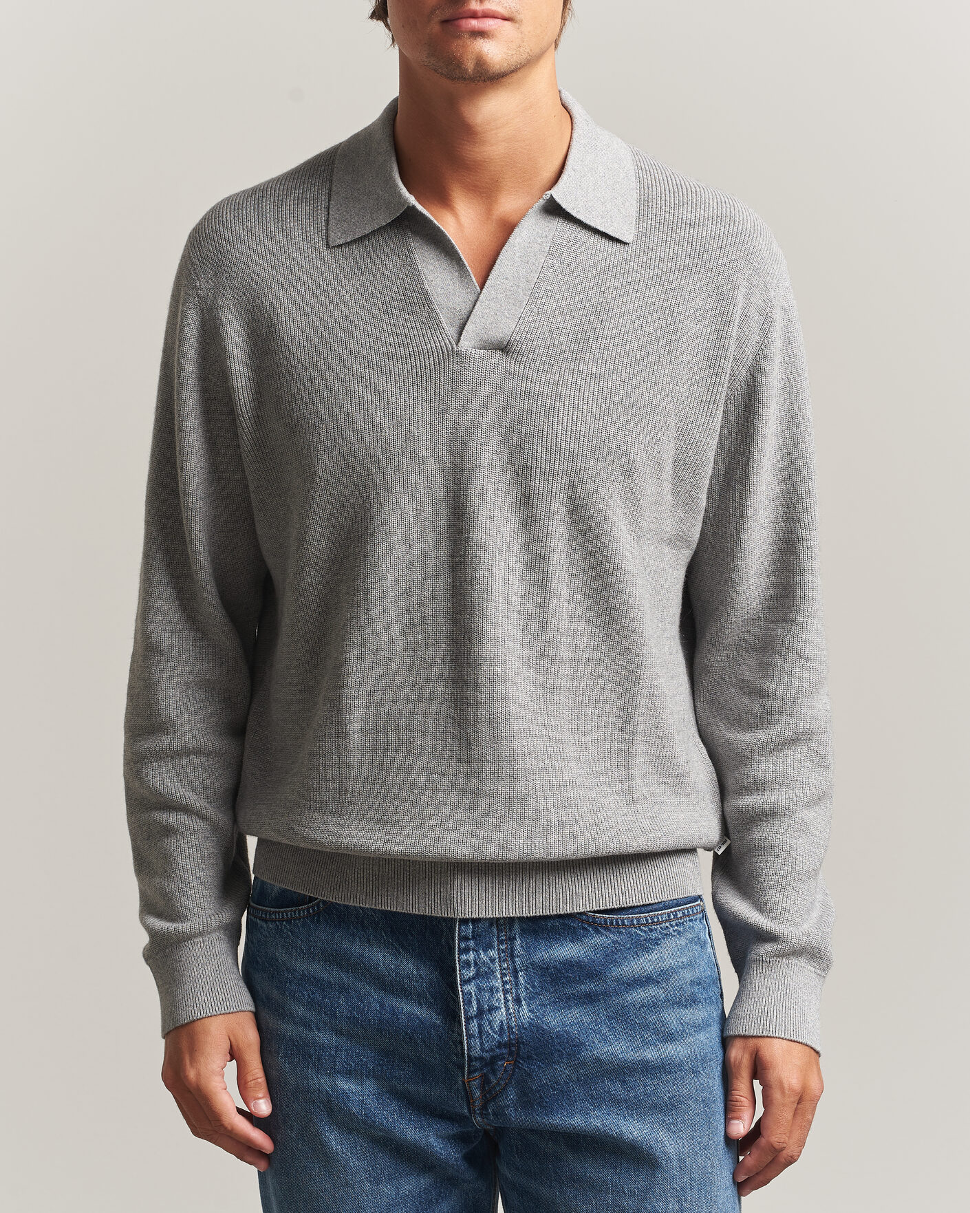 Homme | Pulls Et Tricots | NN07 | Hope Cotton/Cashmere Rib Knitted Polo Grey