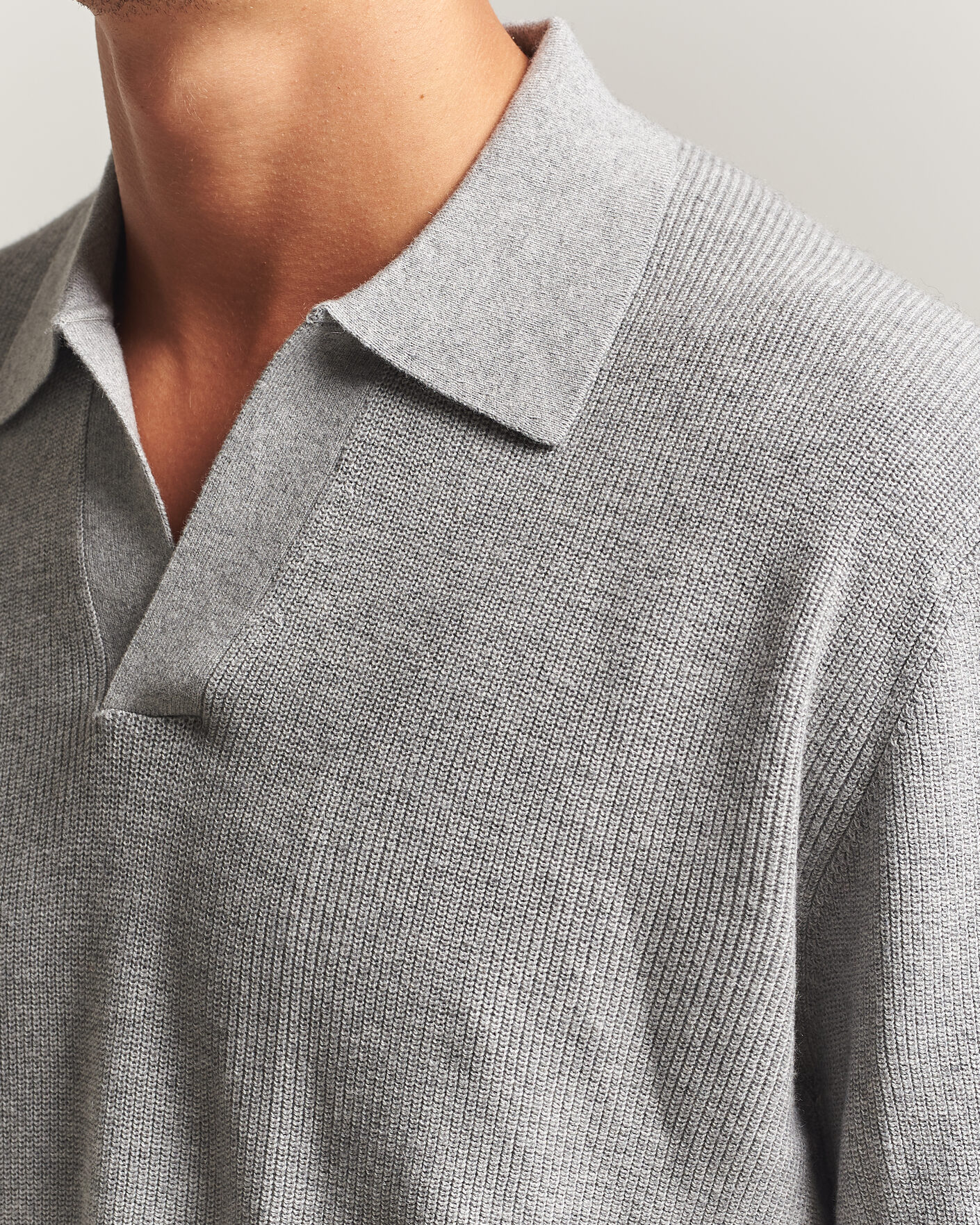 Homme | Pulls Et Tricots | NN07 | Hope Cotton/Cashmere Rib Knitted Polo Grey