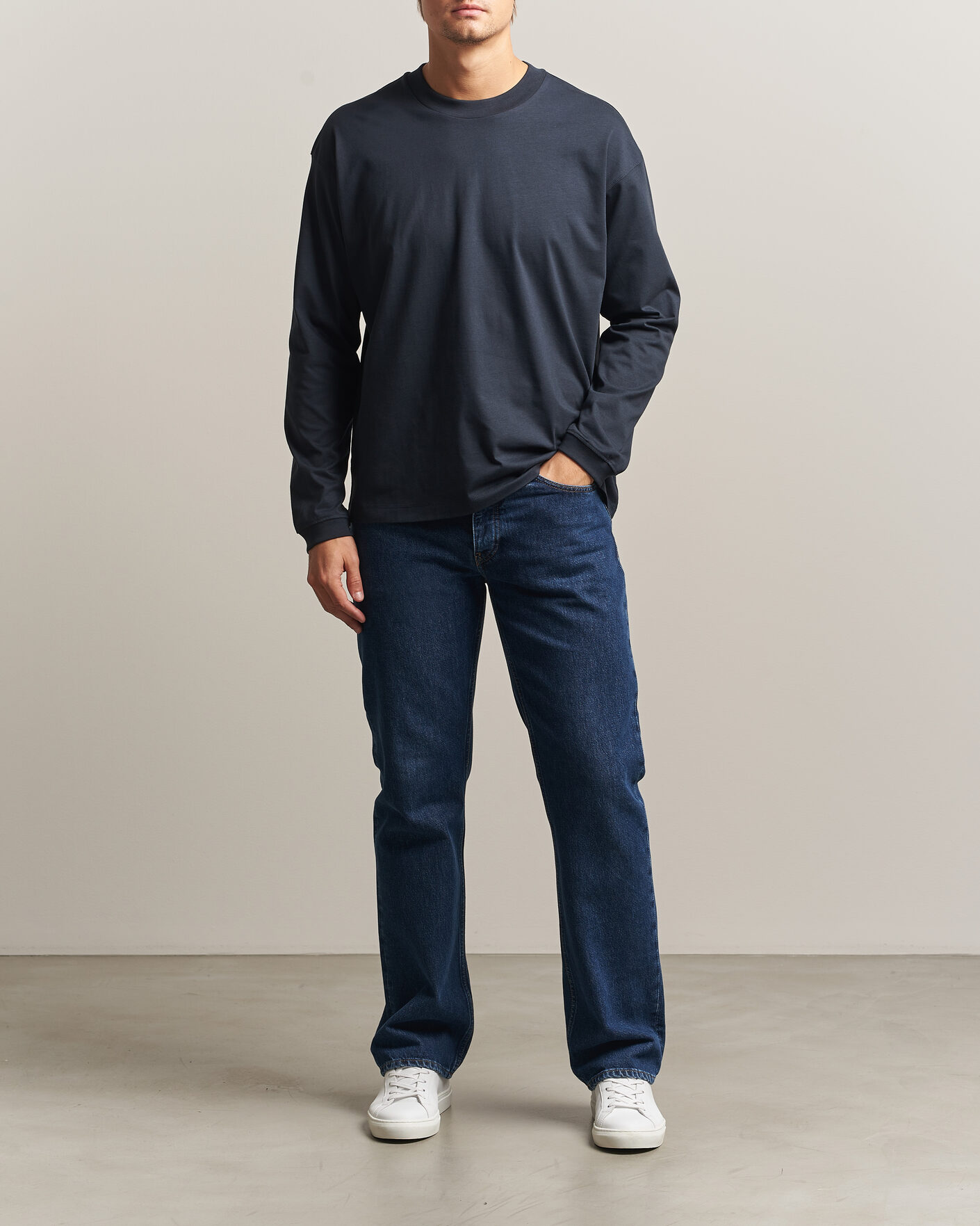 Homme | T-shirts | NN07 | Lionel Suvin Cotton Long Sleeve T-Shirt Deep Navy