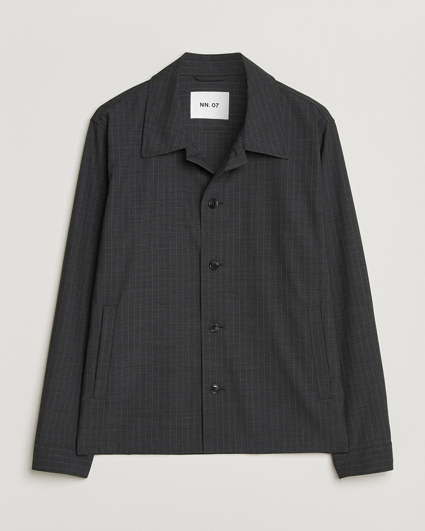 Heren | Overhemden | NN07 | Zander Wool Pinstriped Overshirt Dark Grey