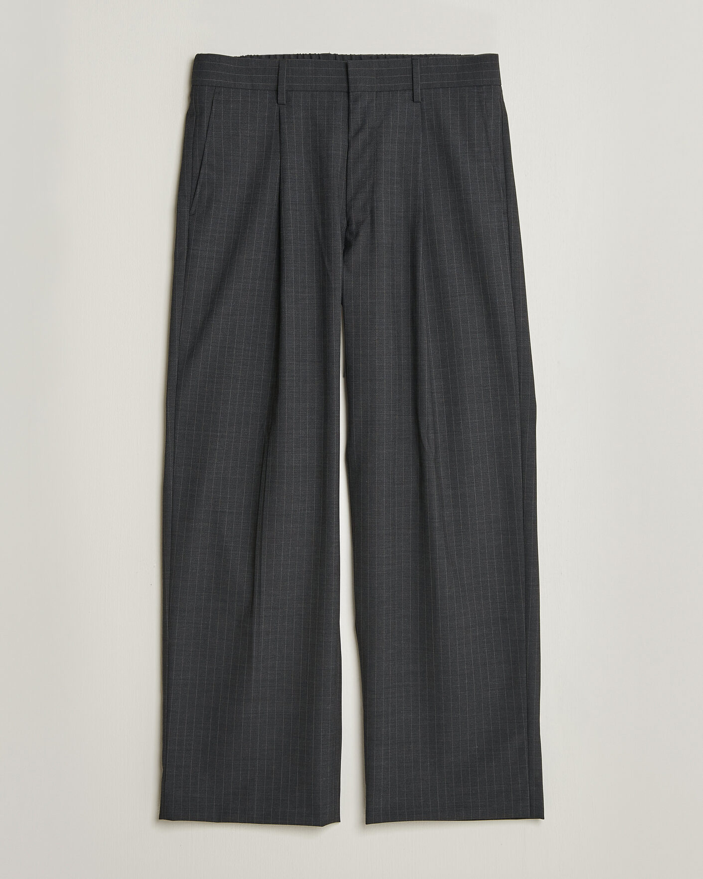 Homme | Pantalons | NN07 | Kay Wool Pinstriped Trousers Dark Grey