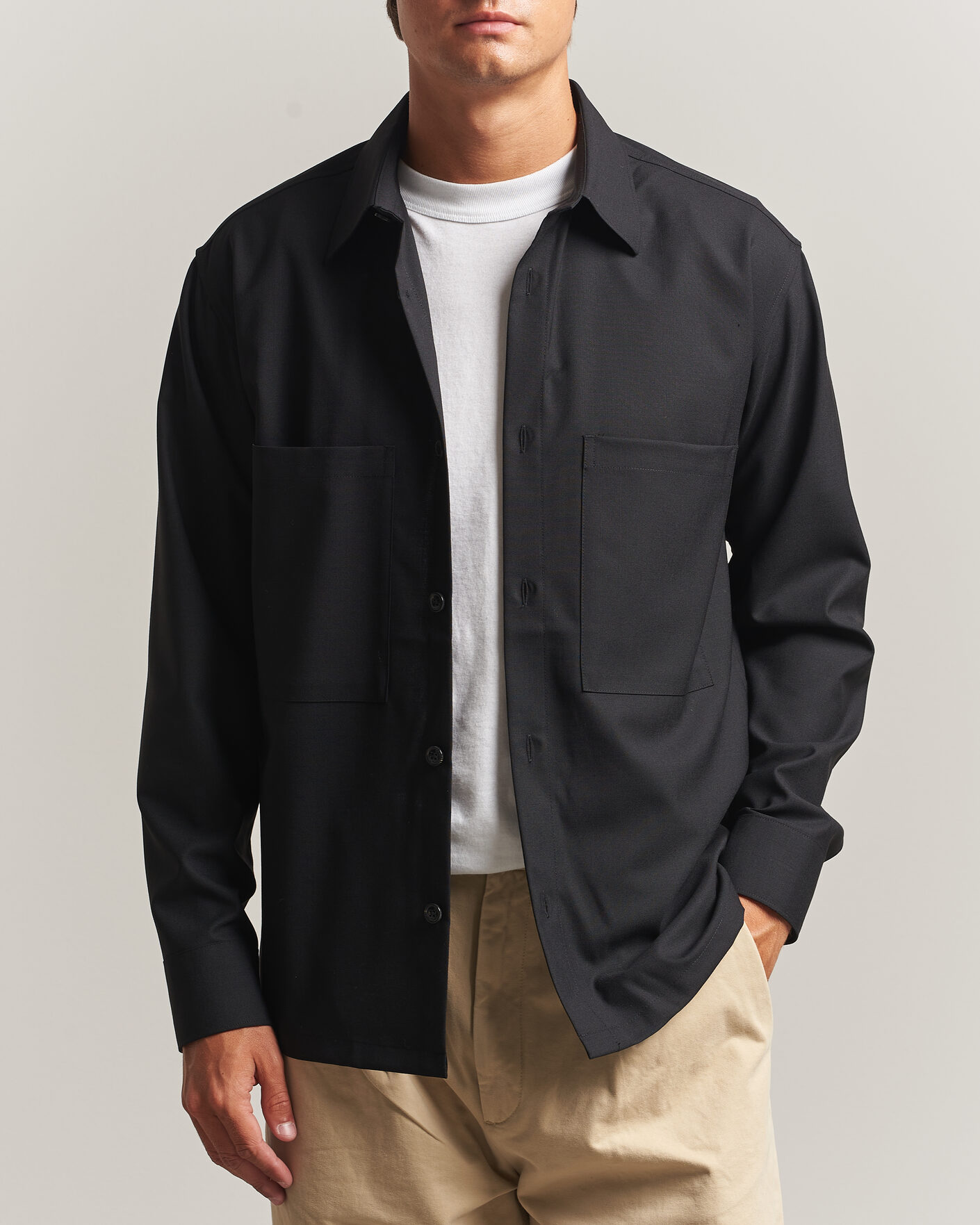 Heren | Overhemden | NN07 | Freddy Wool Overshirt Black