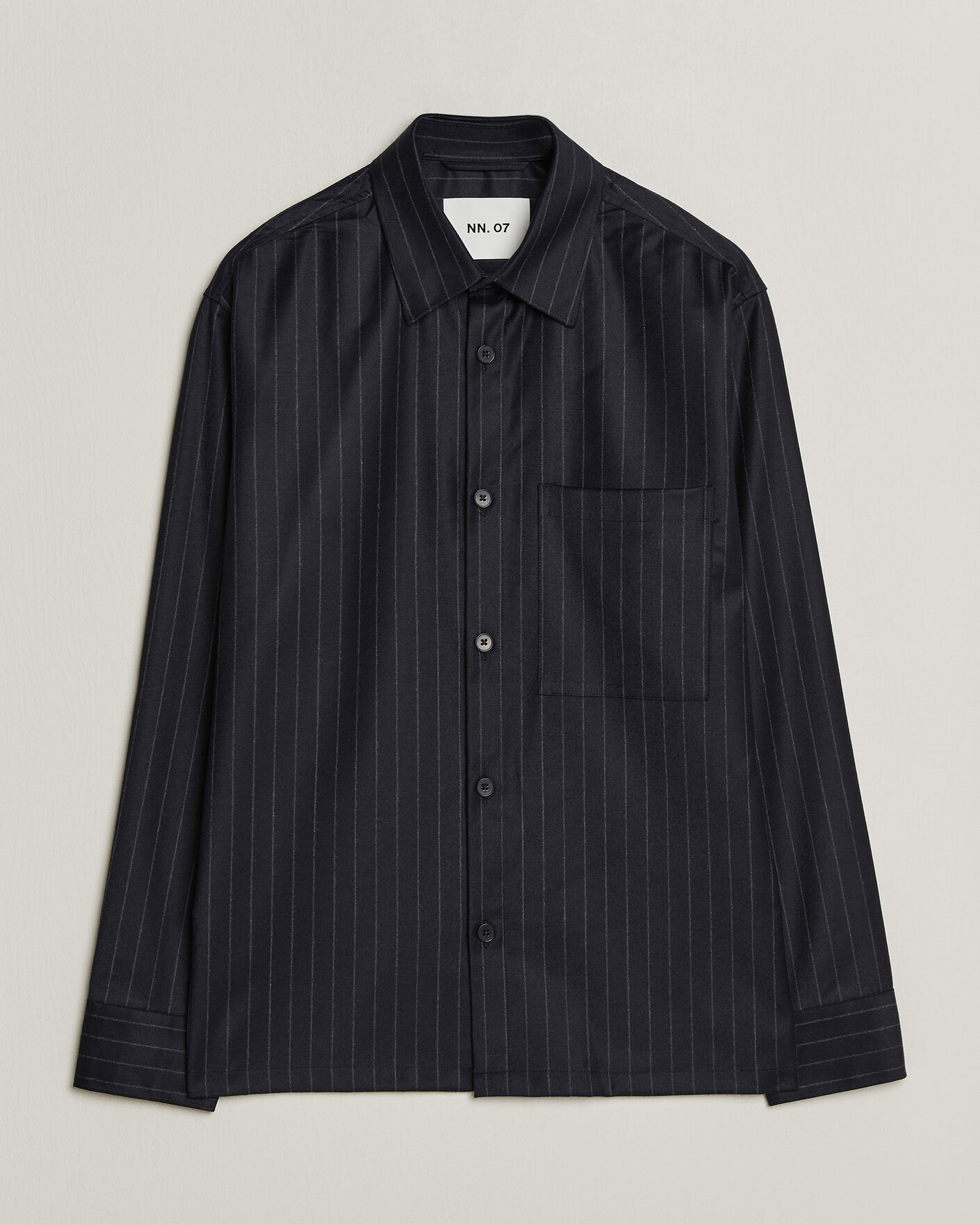 Heren | Overhemden | NN07 | Freddy Wool Pinstriped Overshirt Navy