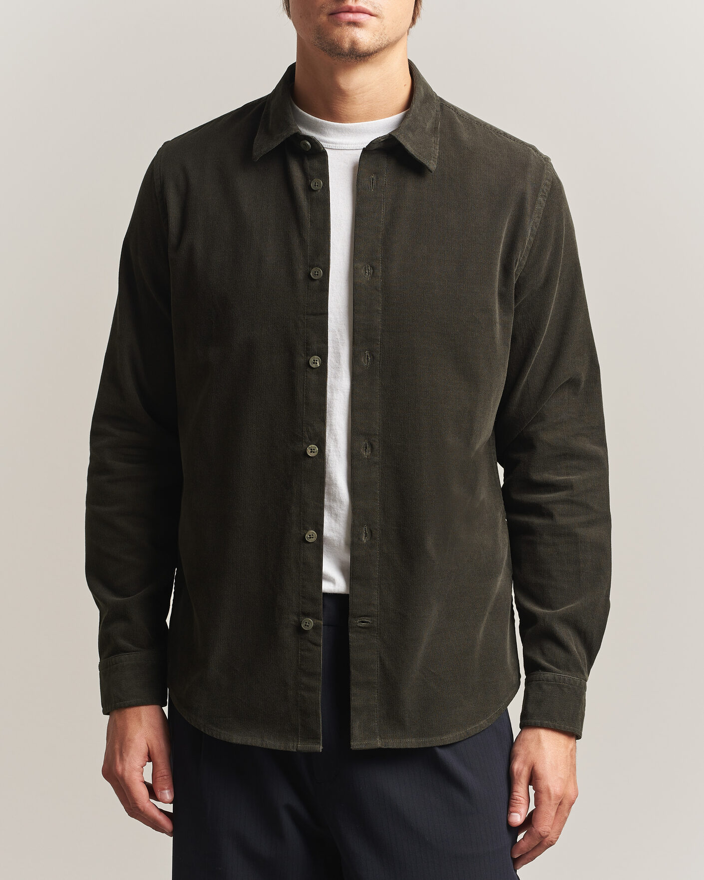 Heren | Overhemden | NN07 | Asher Baby Cord Shirt Capers Green