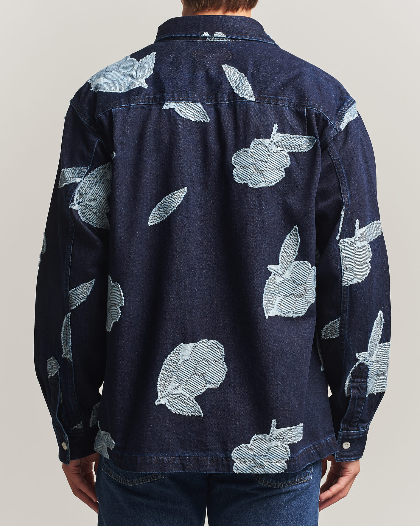 Heren | Overhemden | NN07 | Adwin Fil‑coupé Jacquard Denim Overshirt Dark Blue