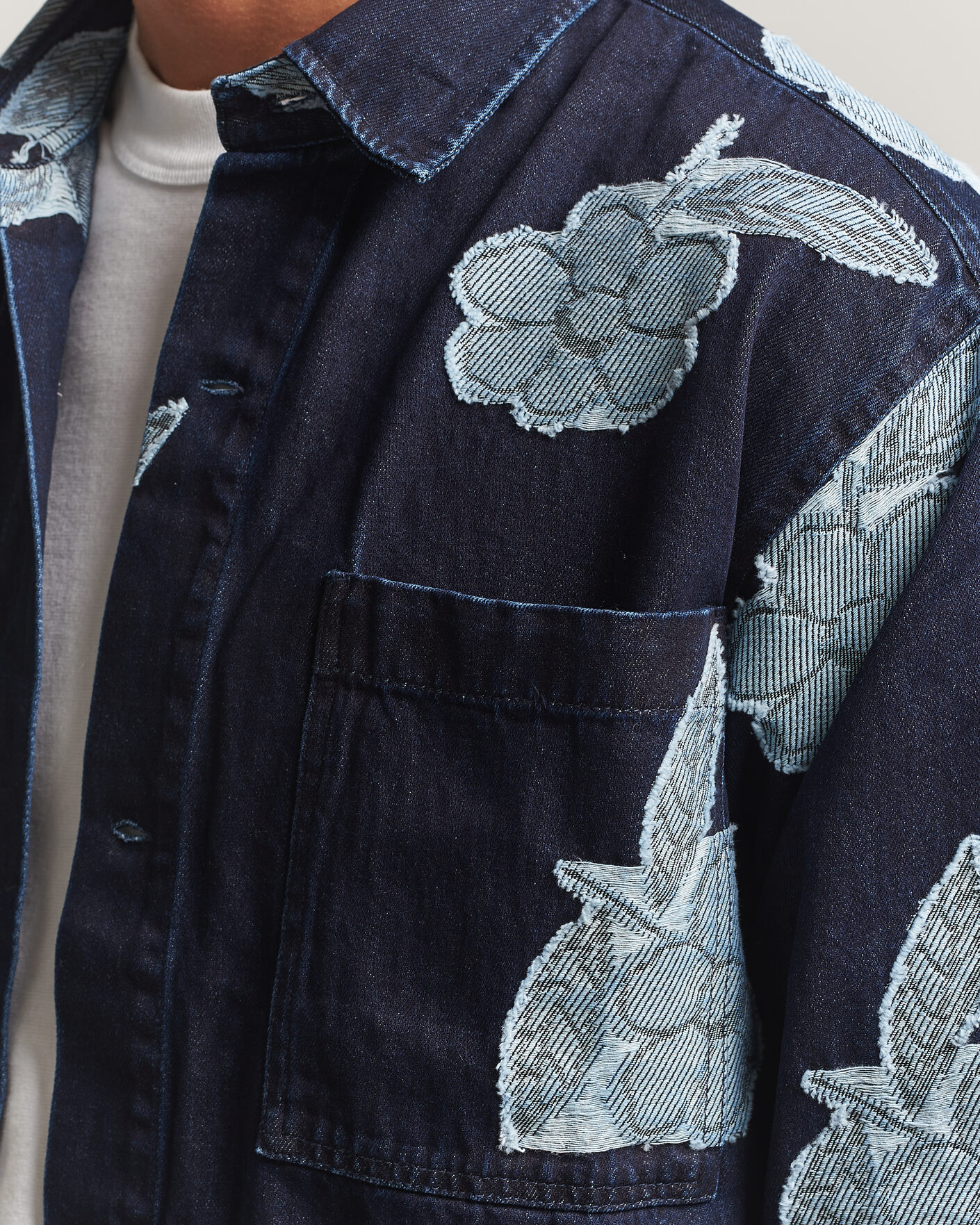 Heren | Overhemden | NN07 | Adwin Fil‑coupé Jacquard Denim Overshirt Dark Blue